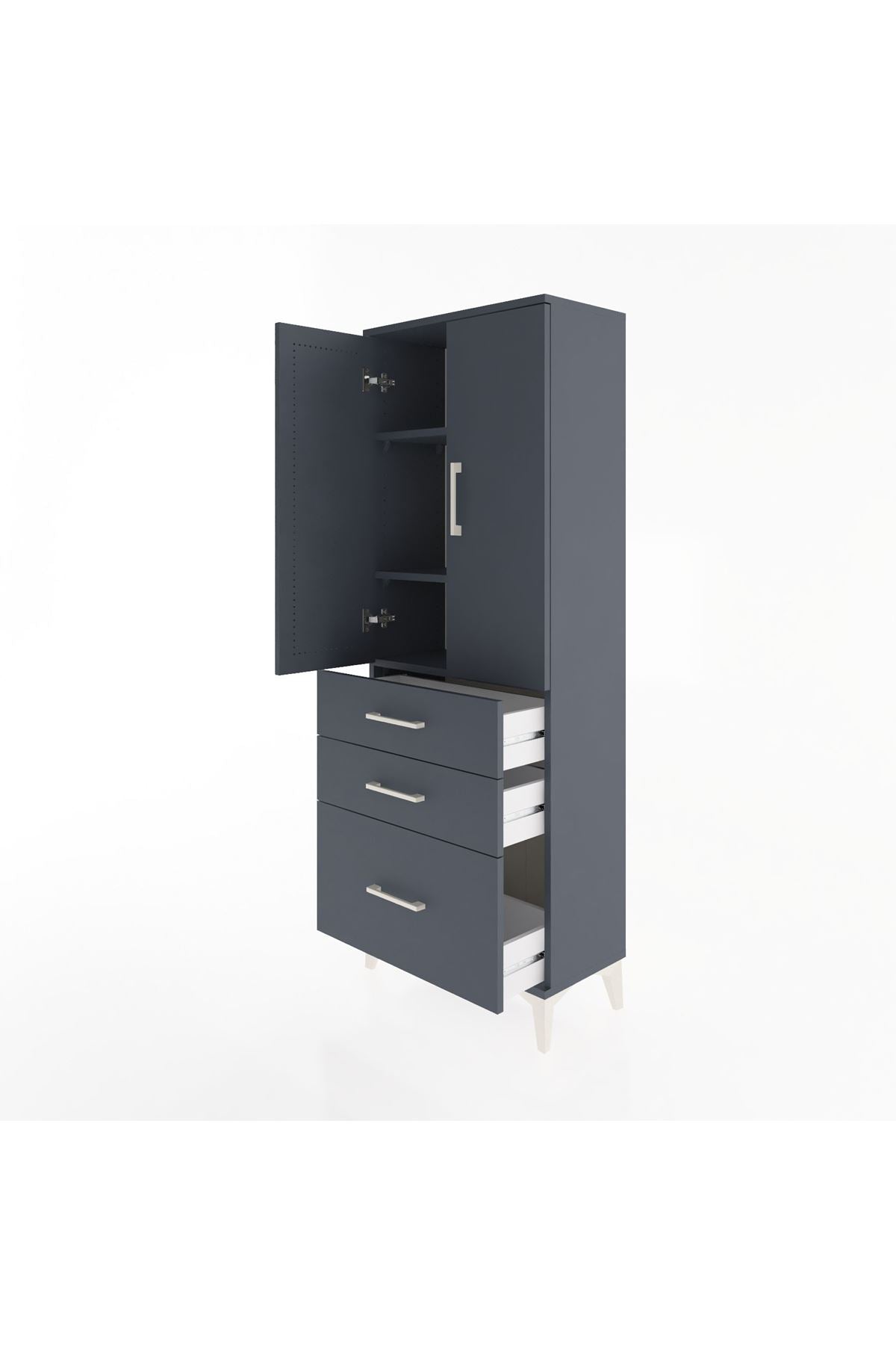 Arges Dolap 3 Raflı 3 Çekmeceli 2 Kapaklı 60x30x163 - S20M007V5A