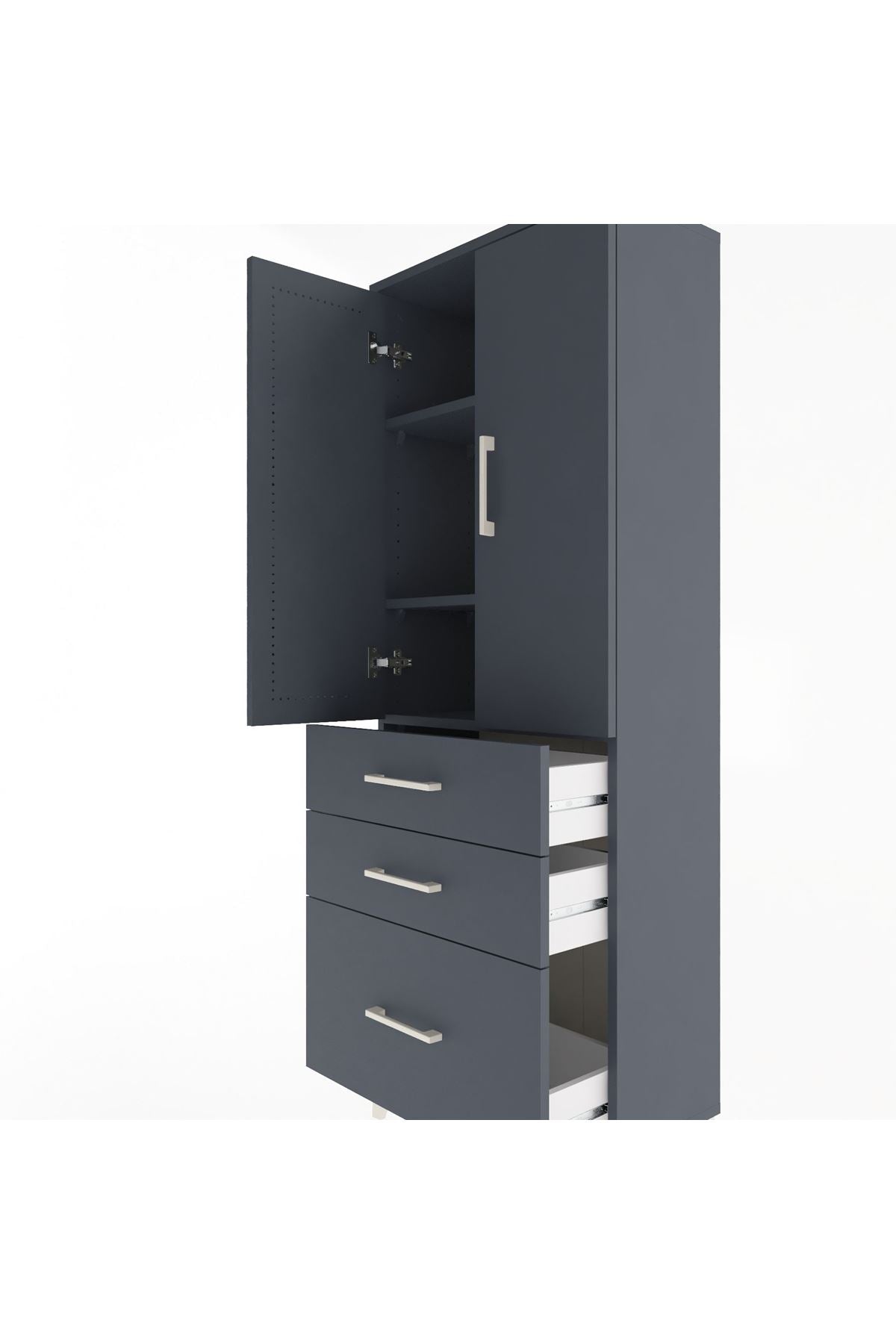 Arges Dolap 3 Raflı 3 Çekmeceli 2 Kapaklı 60x30x163 - S20M007V5A