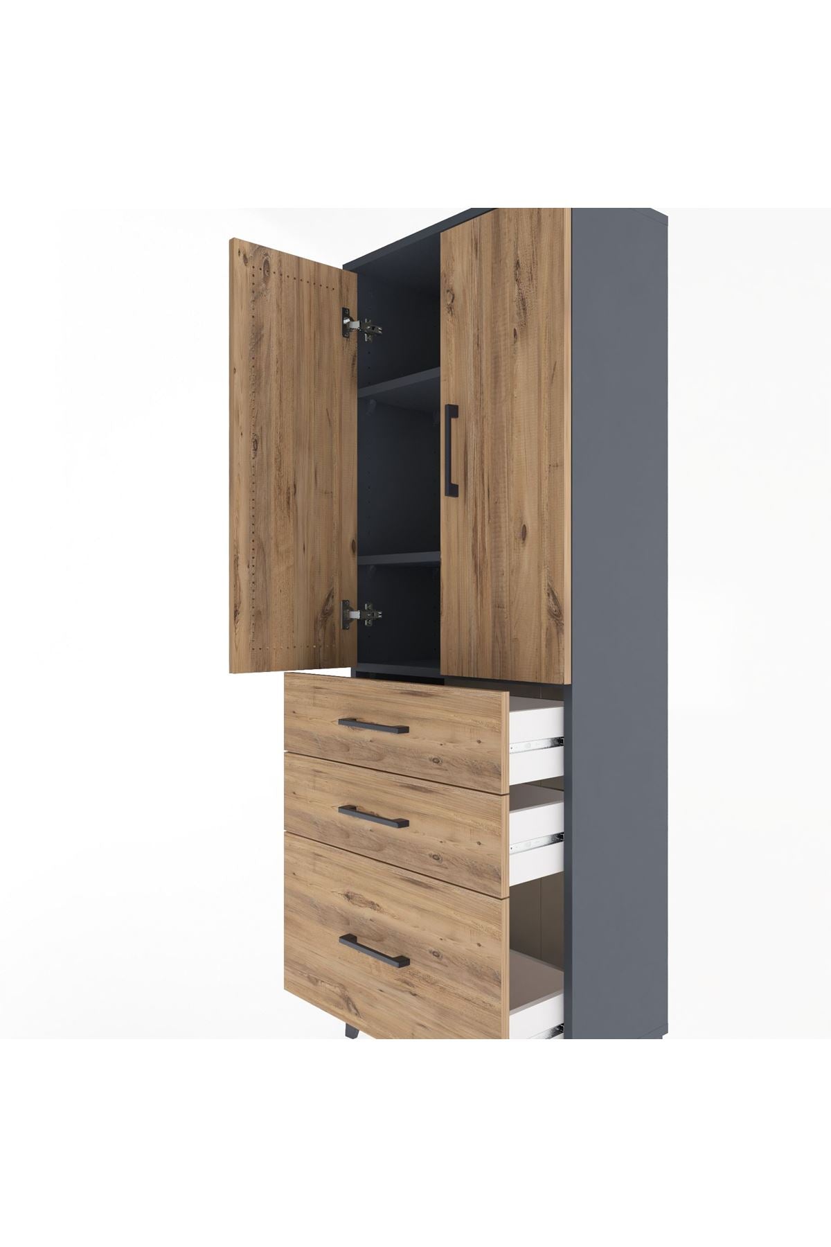 Arges Dolap 3 Raflı 3 Çekmeceli 2 Kapaklı 60x30x163 - S20M007V6A