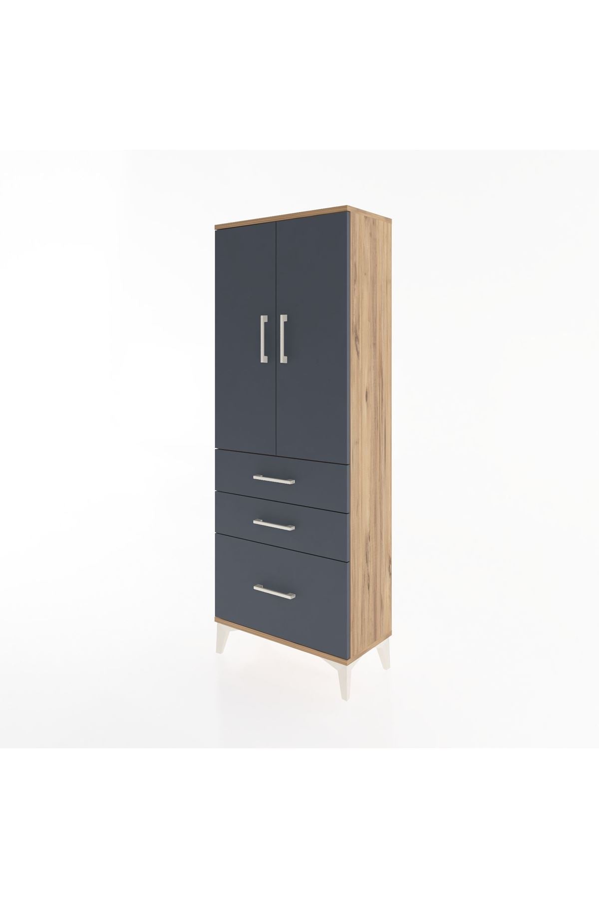 Arges Dolap 3 Raflı 3 Çekmeceli 2 Kapaklı 60x30x163 - S20M007V8A