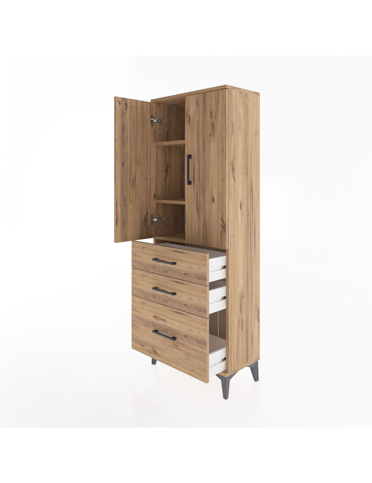 Arges Dolap 3 Raflı 3 Çekmeceli 2 Kapaklı 60x30x163 - S20M007V9A