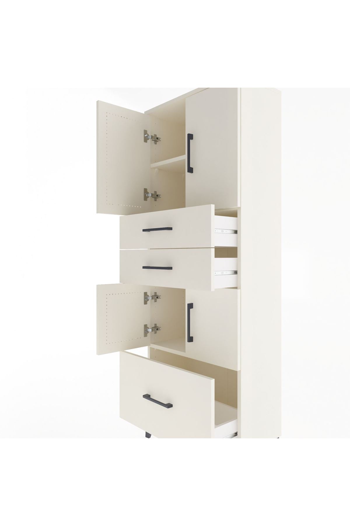 Arges Dolap 3 Raflı 3 Çekmeceli 4 Kapaklı 60x30x163 - S20M009V1A