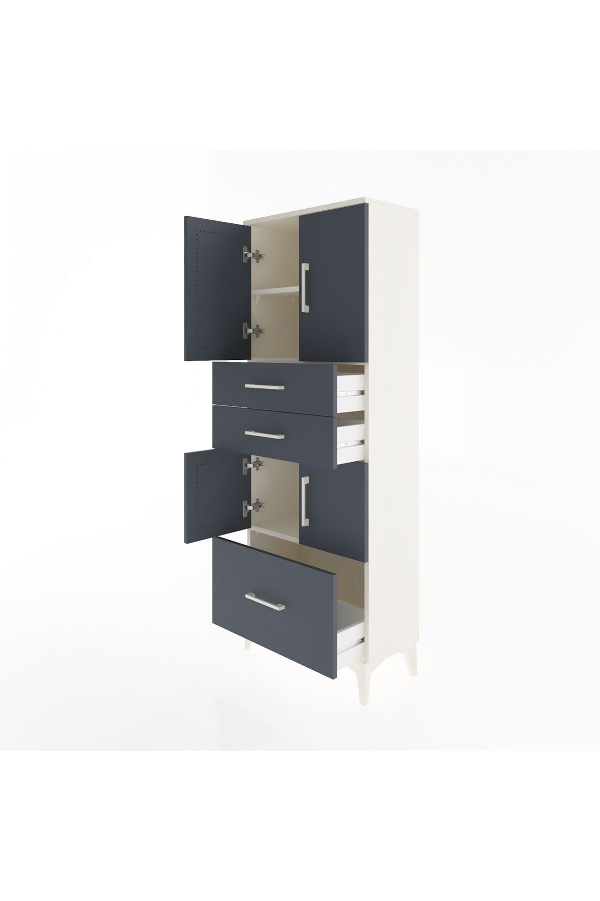 Arges Dolap 3 Raflı 3 Çekmeceli 4 Kapaklı 60x30x163 - S20M009V2A