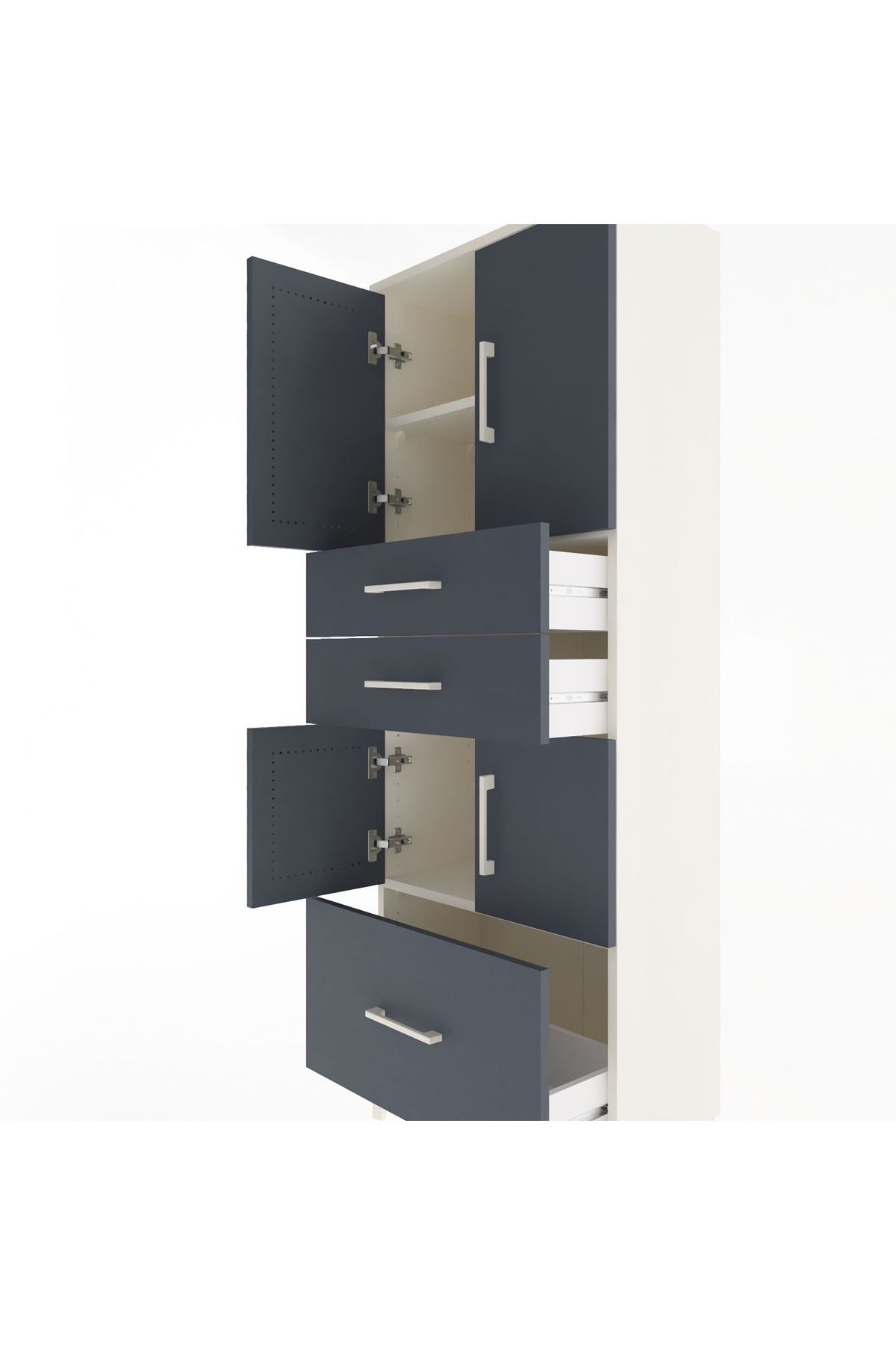 Arges Dolap 3 Raflı 3 Çekmeceli 4 Kapaklı 60x30x163 - S20M009V2A