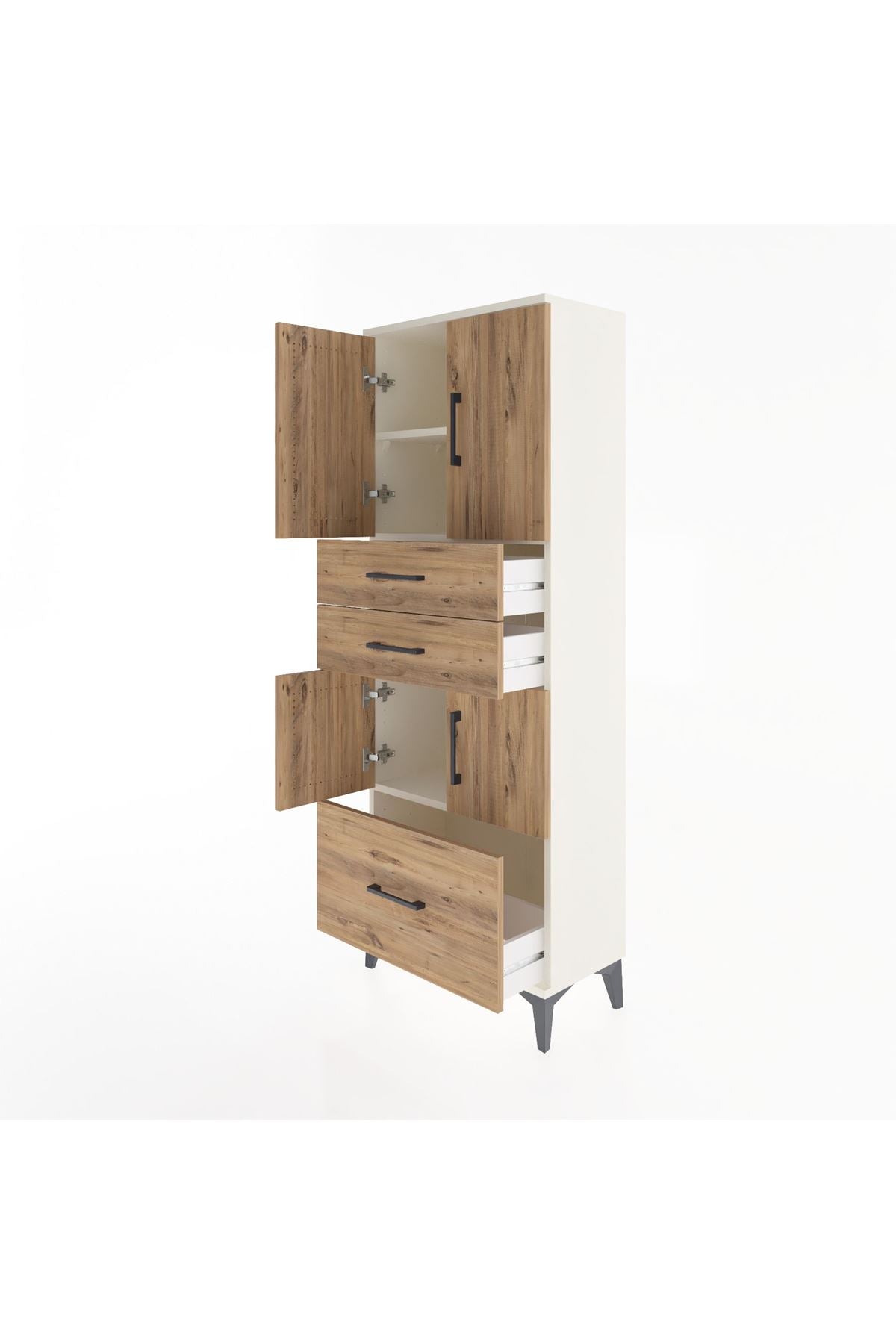 Arges Dolap 3 Raflı 3 Çekmeceli 4 Kapaklı 60x30x163 - S20M009V3A