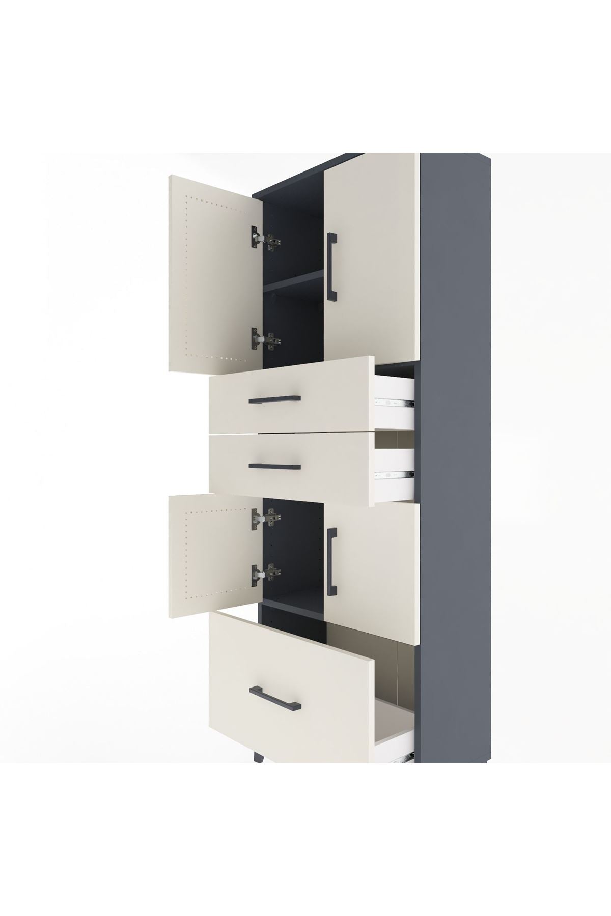 Arges Dolap 3 Raflı 3 Çekmeceli 4 Kapaklı 60x30x163 - S20M009V4A