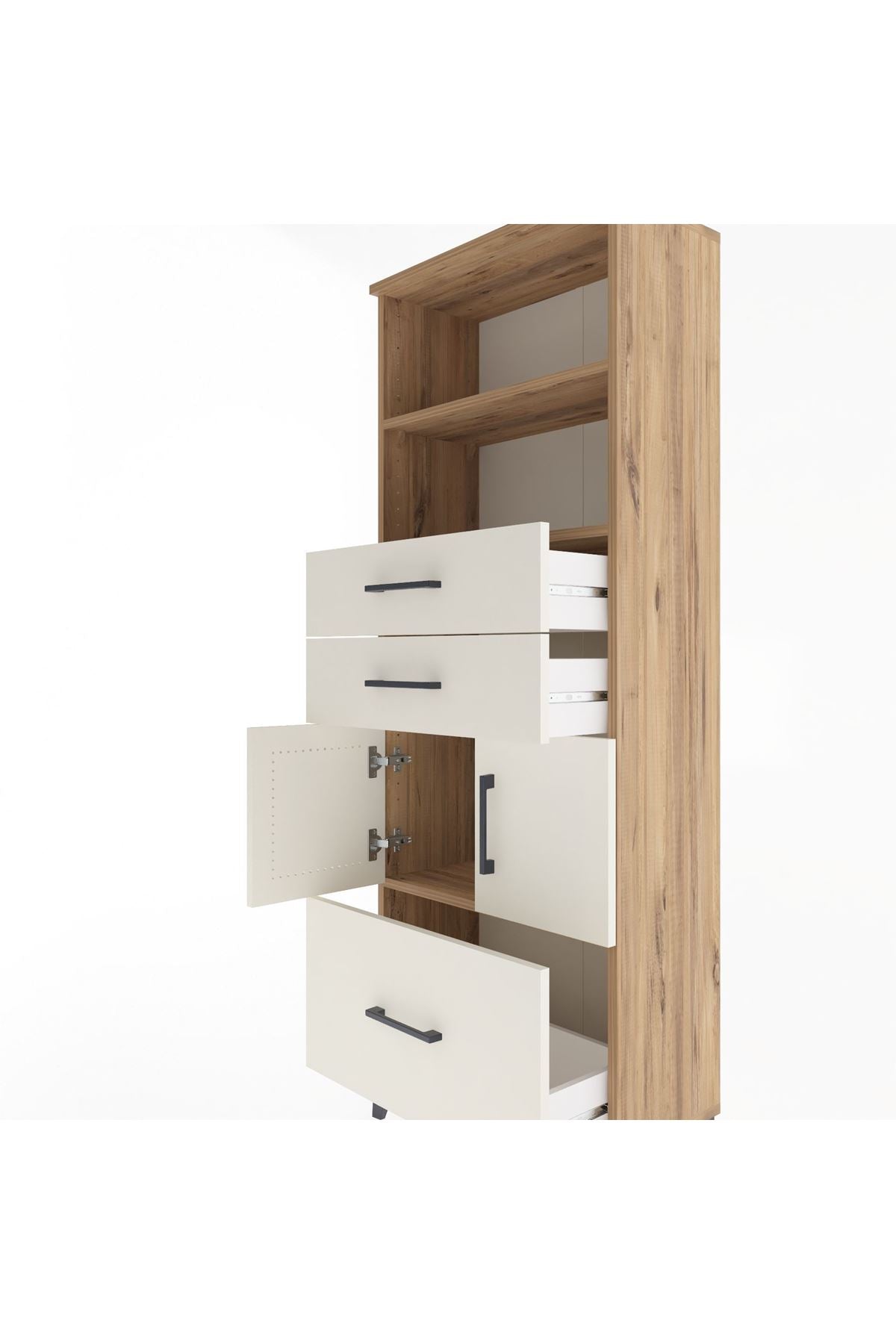 Arges Dolap 3 Raflı 3 Çekmeceli 2 Kapaklı 60x30x163 - S20M010V7A