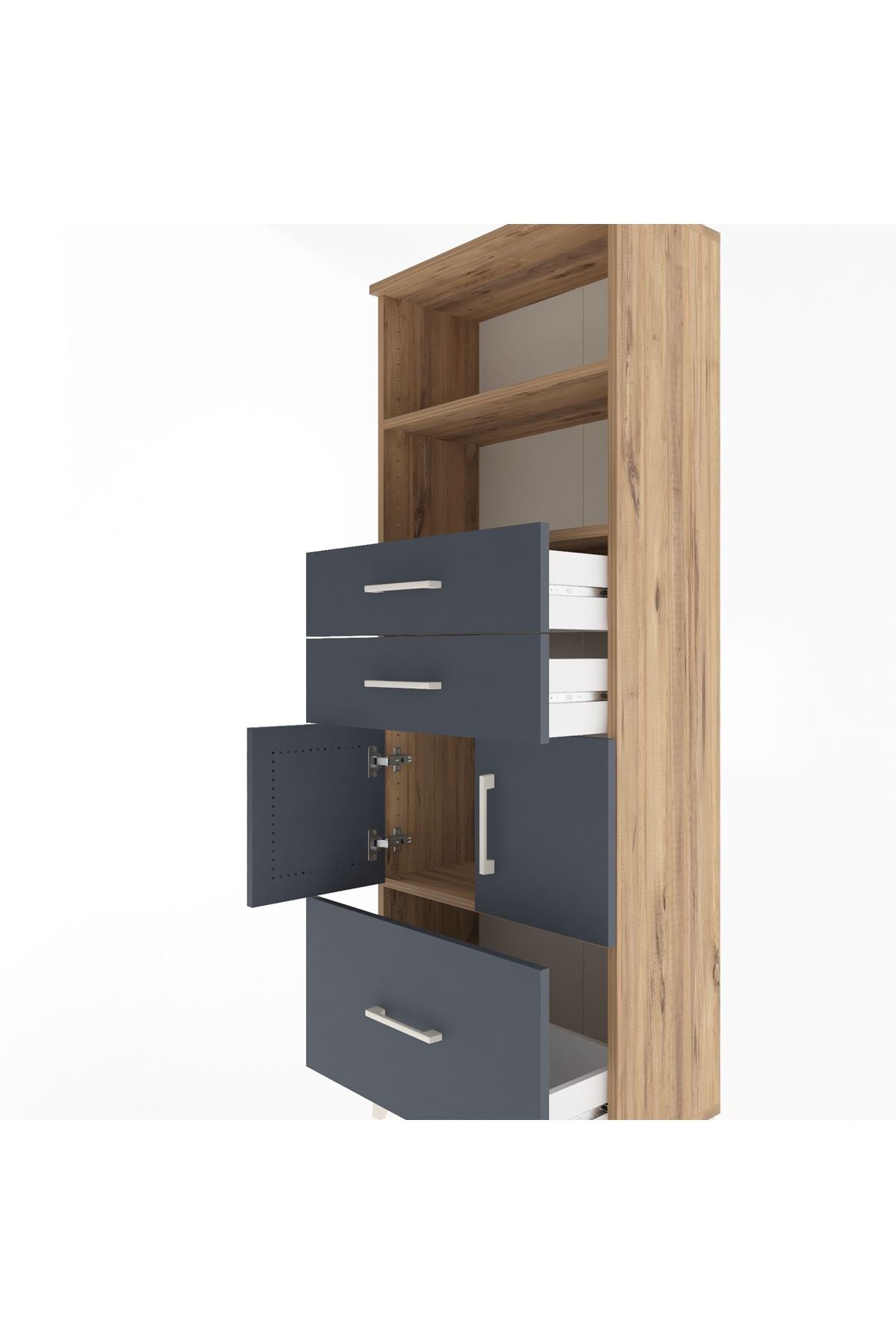 Arges Dolap 3 Raflı 3 Çekmeceli 2 Kapaklı 60x30x163 - S20M010V8A