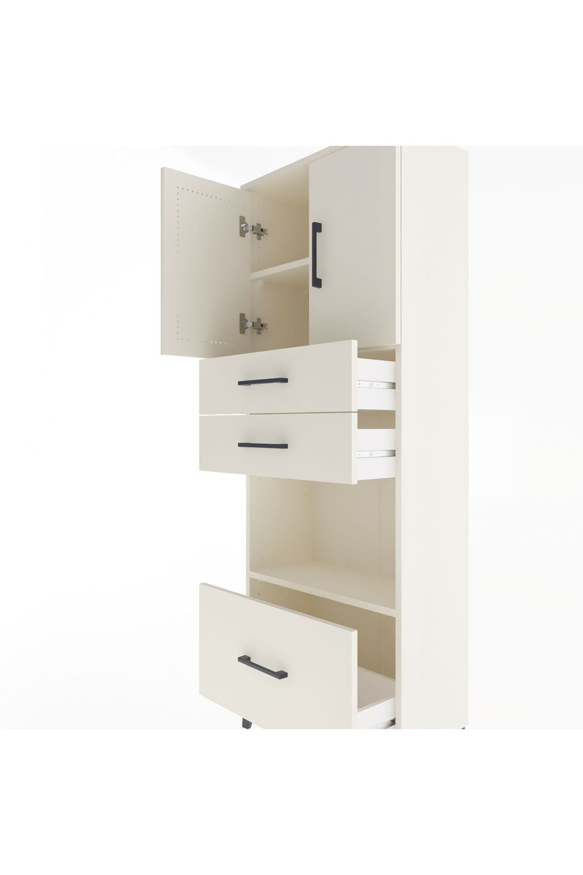 Arges Dolap 3 Raflı 3 Çekmeceli 2 Kapaklı 60x30x163 - S20M011V1A
