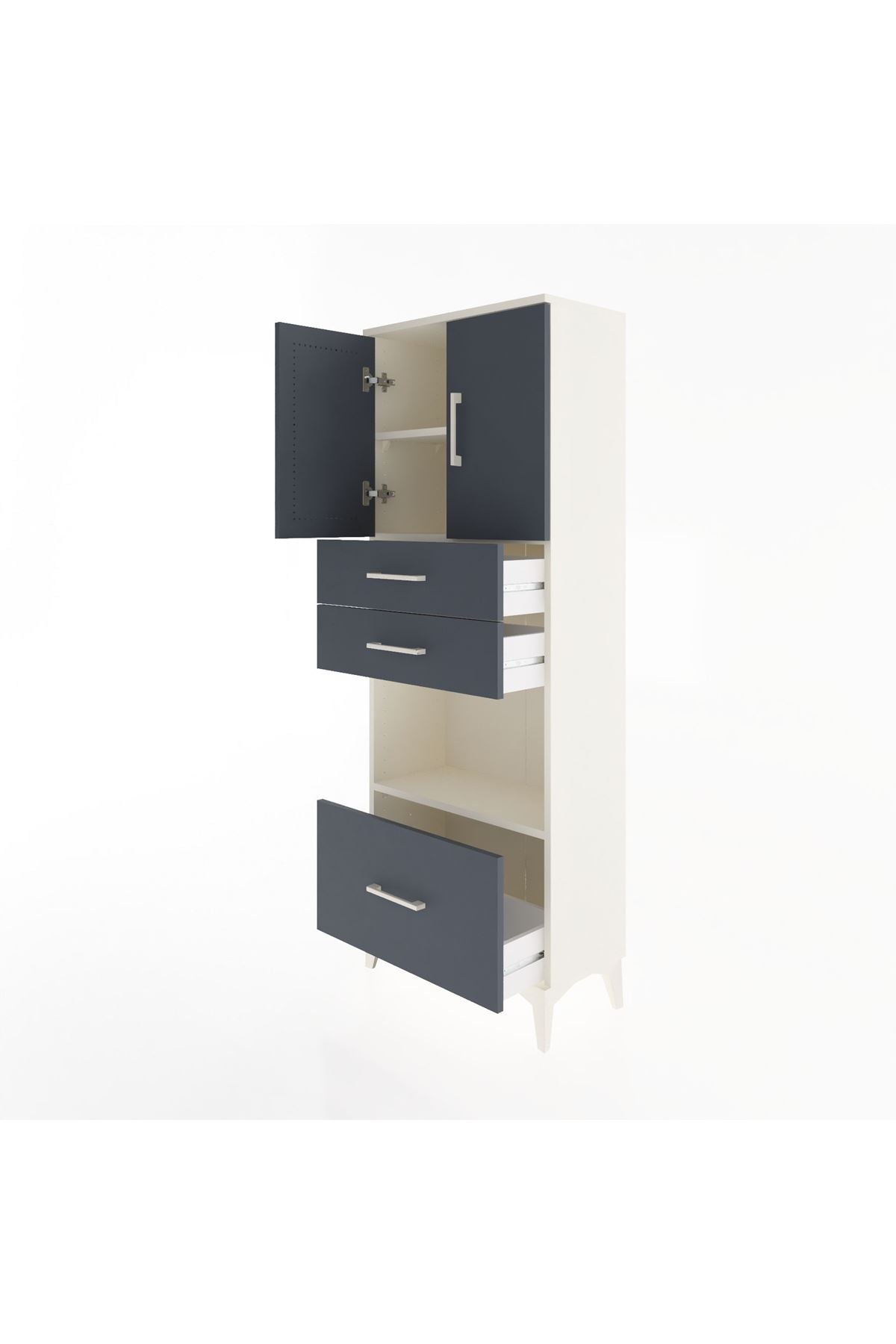 Arges Dolap 3 Raflı 3 Çekmeceli 2 Kapaklı 60x30x163 - S20M011V2A