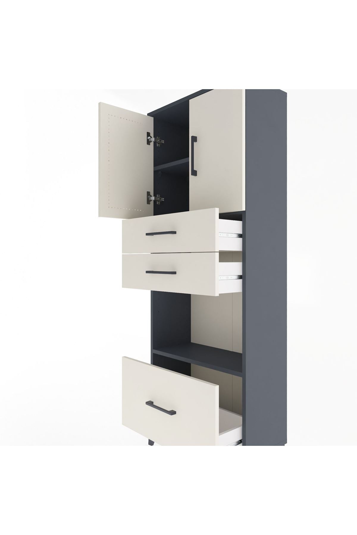 Arges Dolap 3 Raflı 3 Çekmeceli 2 Kapaklı 60x30x163 - S20M011V4A