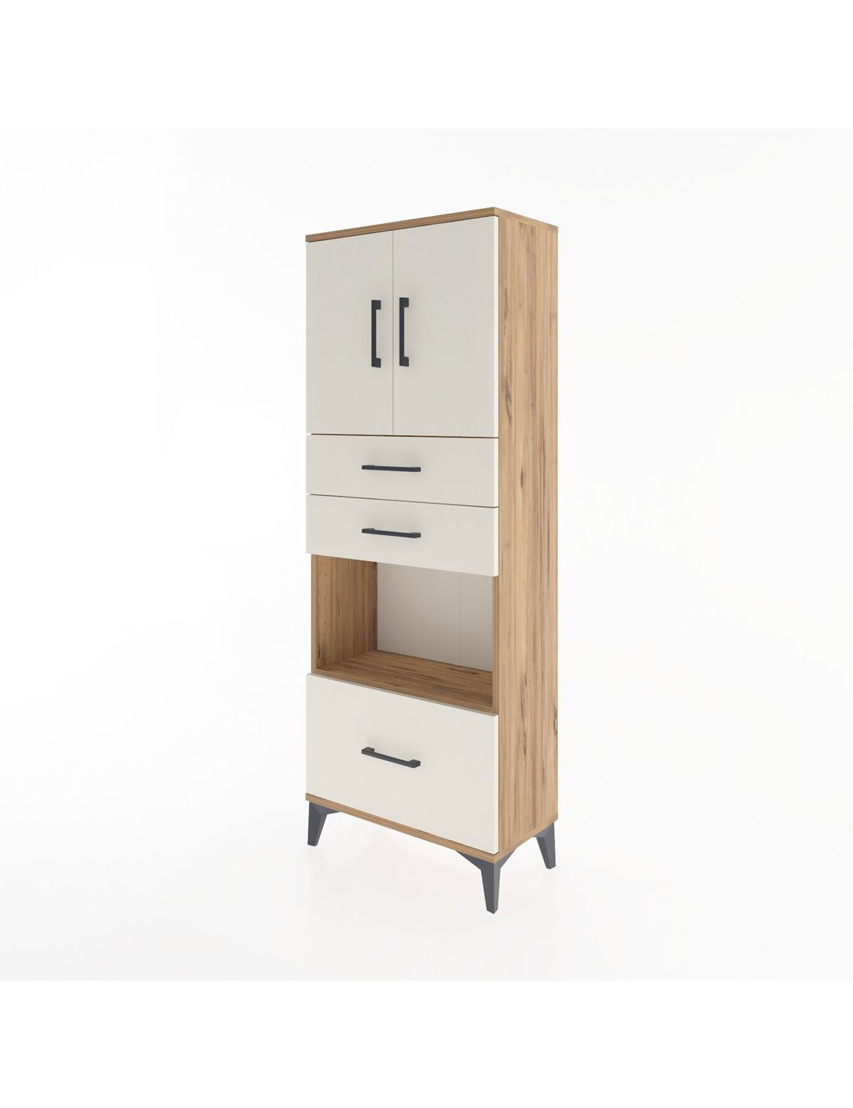 Arges Dolap 3 Raflı 3 Çekmeceli 2 Kapaklı 60x30x163 - S20M011V7A