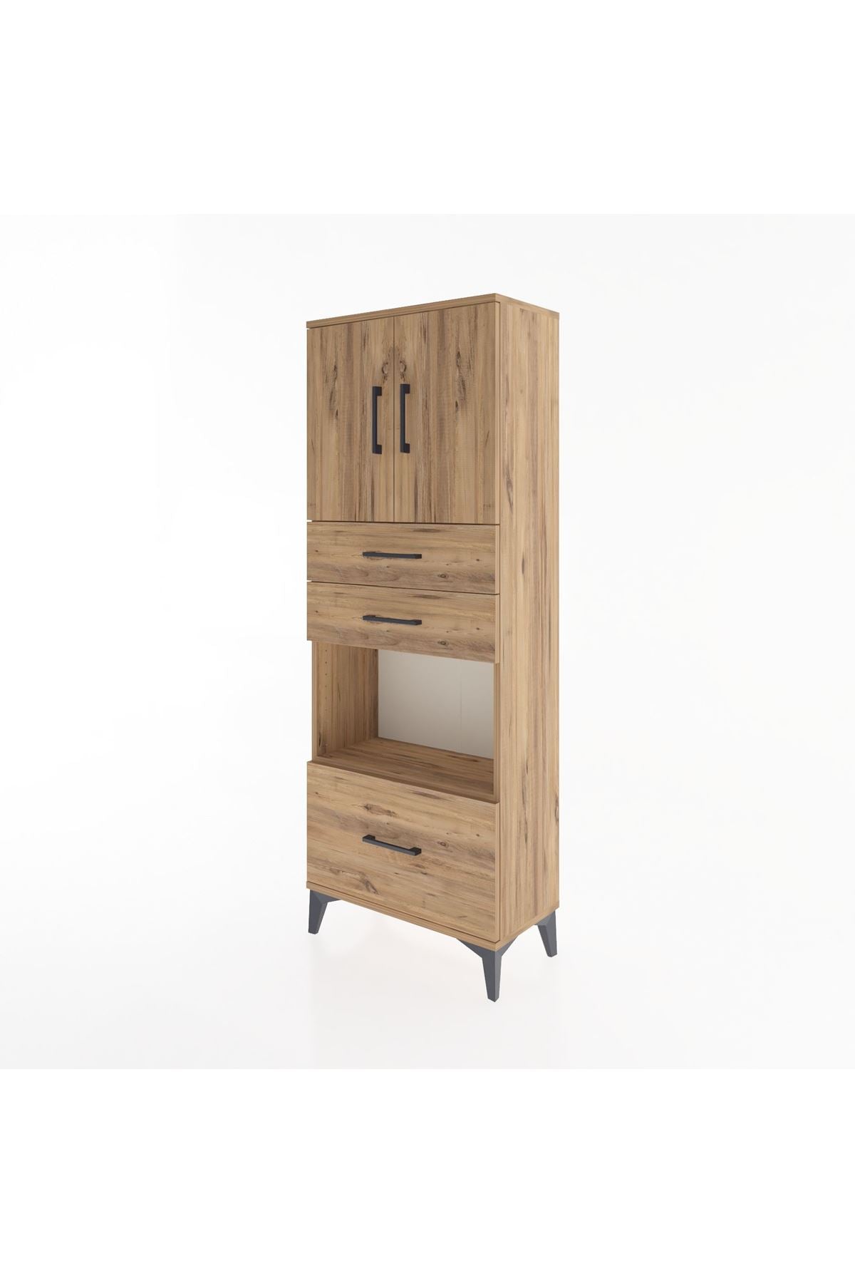 Arges Dolap 3 Raflı 3 Çekmeceli 2 Kapaklı 60x30x163 - S20M011V9A