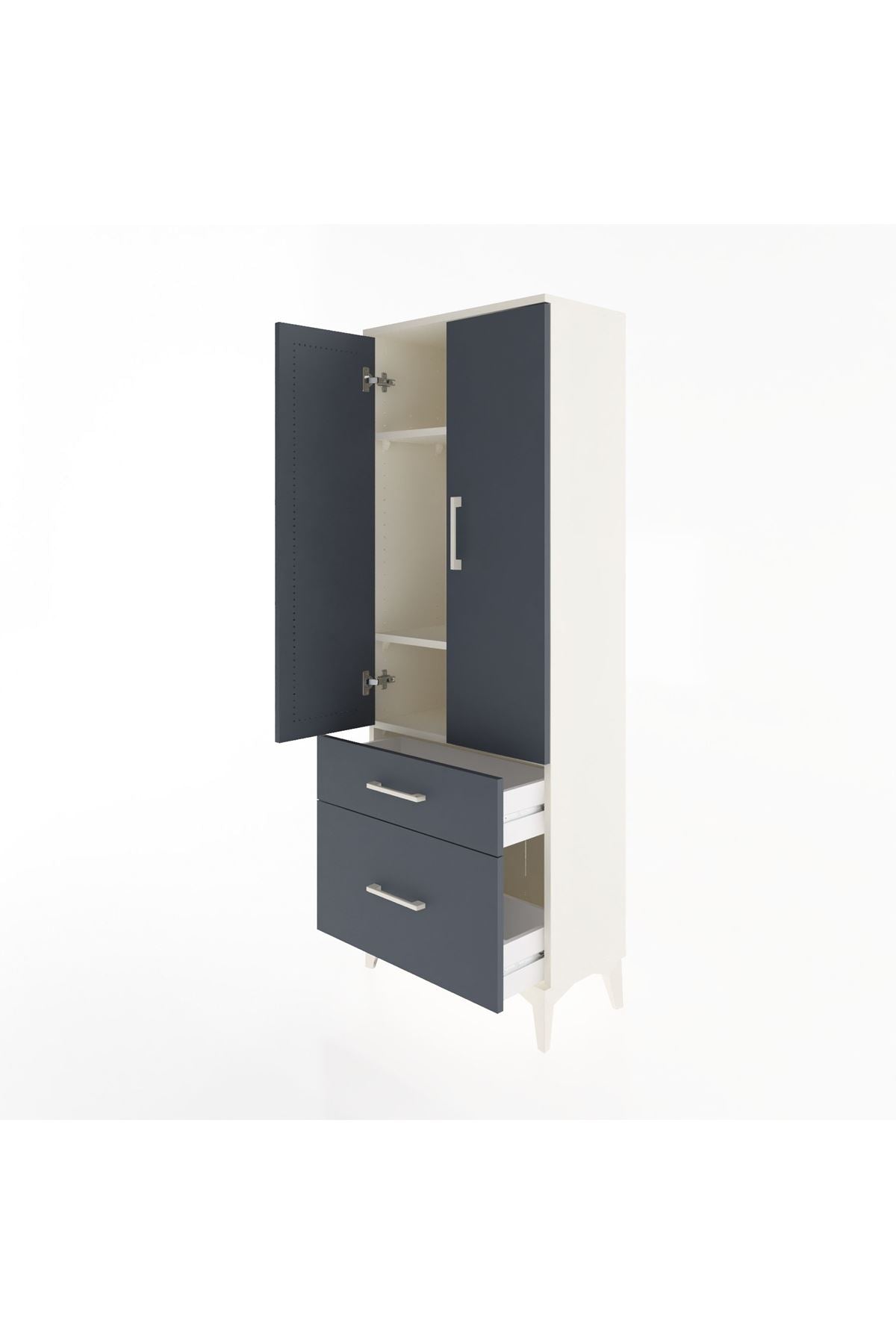 Arges Dolap 3 Raflı 2 Çekmeceli 2 Kapaklı 60x30x163 - S20M013V2A