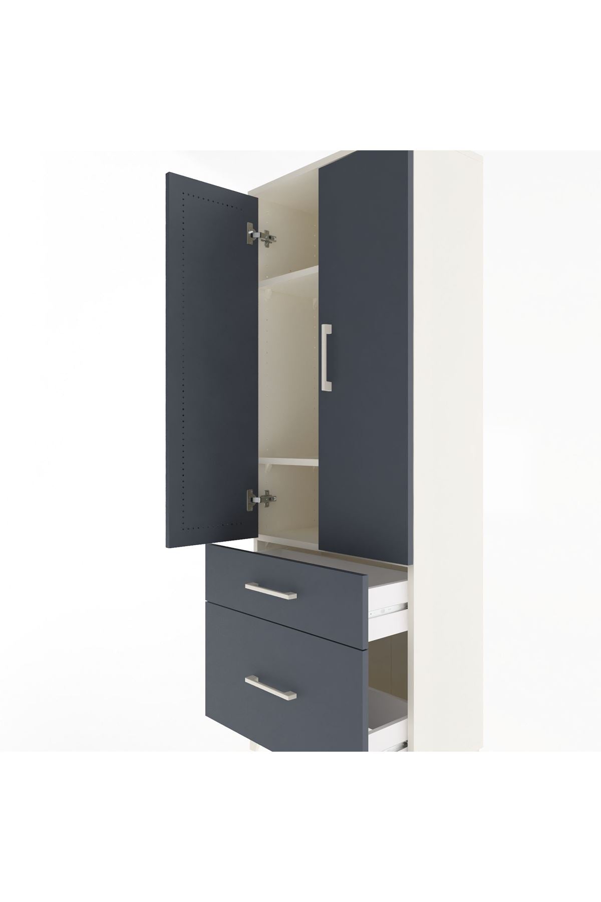 Arges Dolap 3 Raflı 2 Çekmeceli 2 Kapaklı 60x30x163 - S20M013V2A