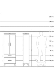 Arges Dolap 3 Raflı 2 Çekmeceli 2 Kapaklı 60x30x163 - S20M013V1A