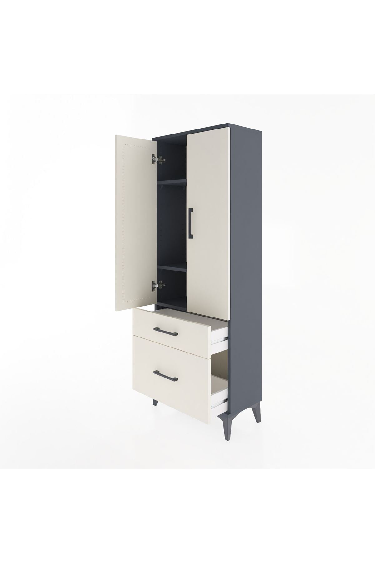 Arges Dolap 3 Raflı 2 Çekmeceli 2 Kapaklı 60x30x163 - S20M013V4A