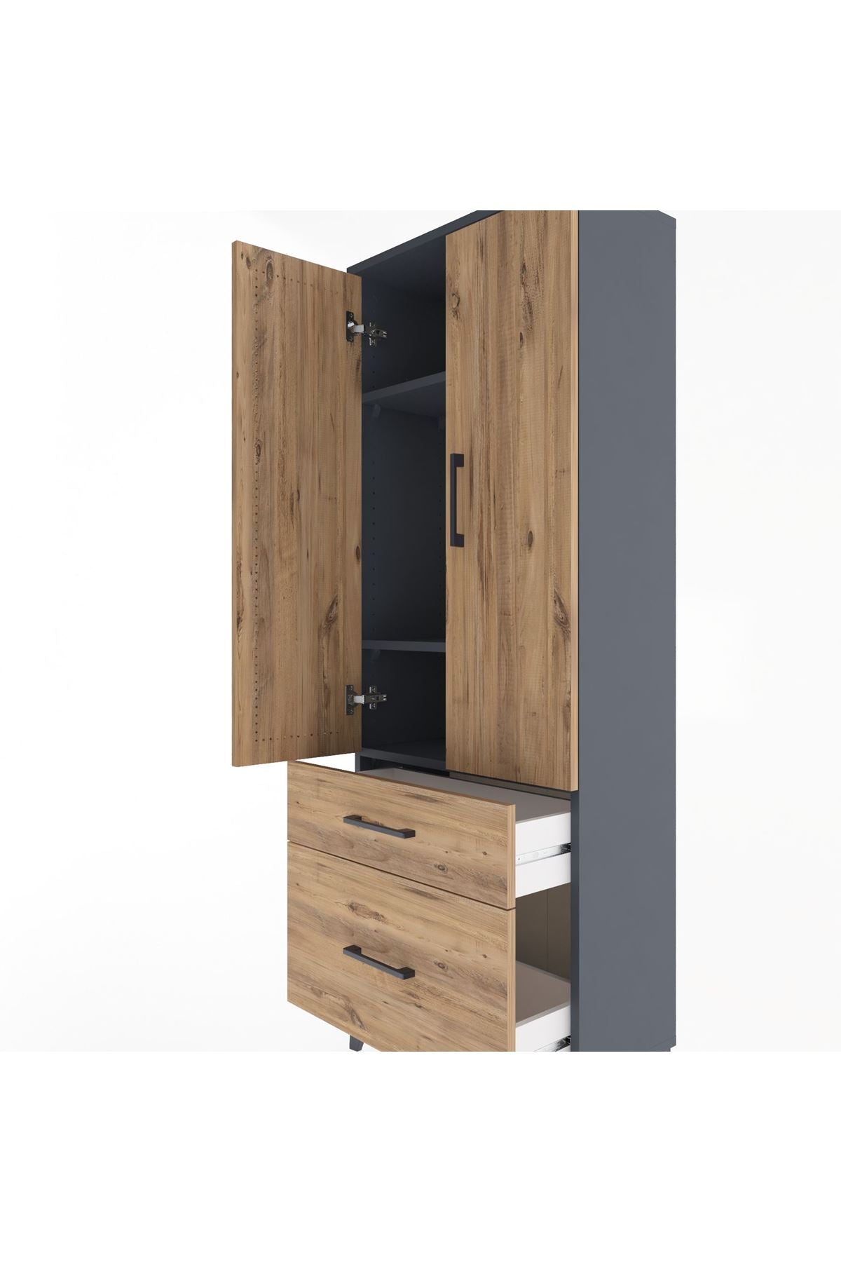 Arges Dolap 3 Raflı 2 Çekmeceli 2 Kapaklı 60x30x163 - S20M013V6A