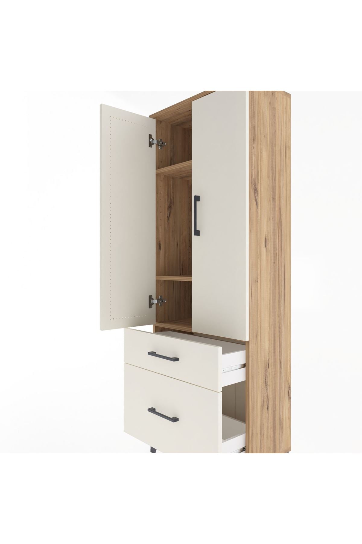Arges Dolap 3 Raflı 2 Çekmeceli 2 Kapaklı 60x30x163 - S20M013V7A
