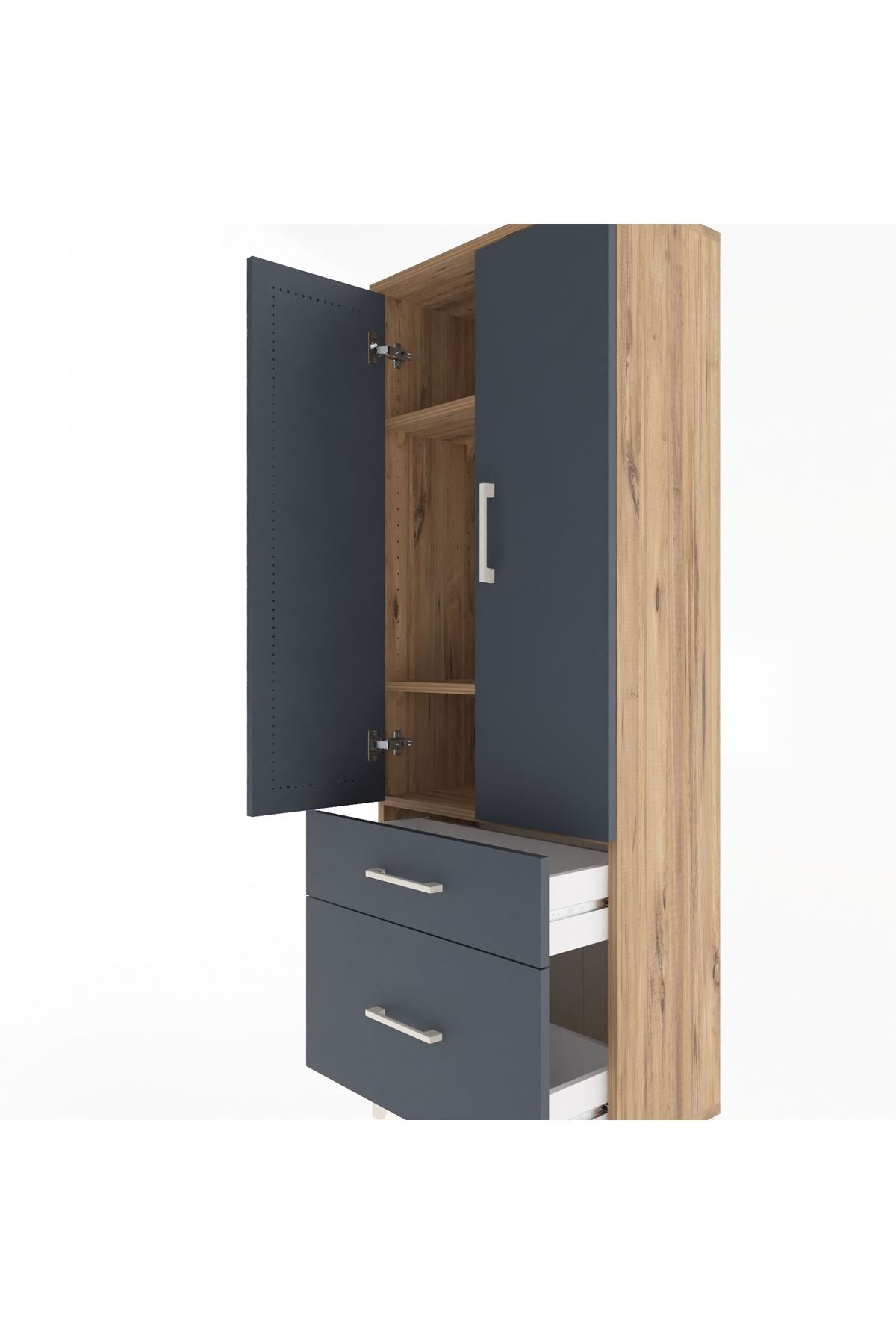 Arges Dolap 3 Raflı 2 Çekmeceli 2 Kapaklı 60x30x163 - S20M013V8A