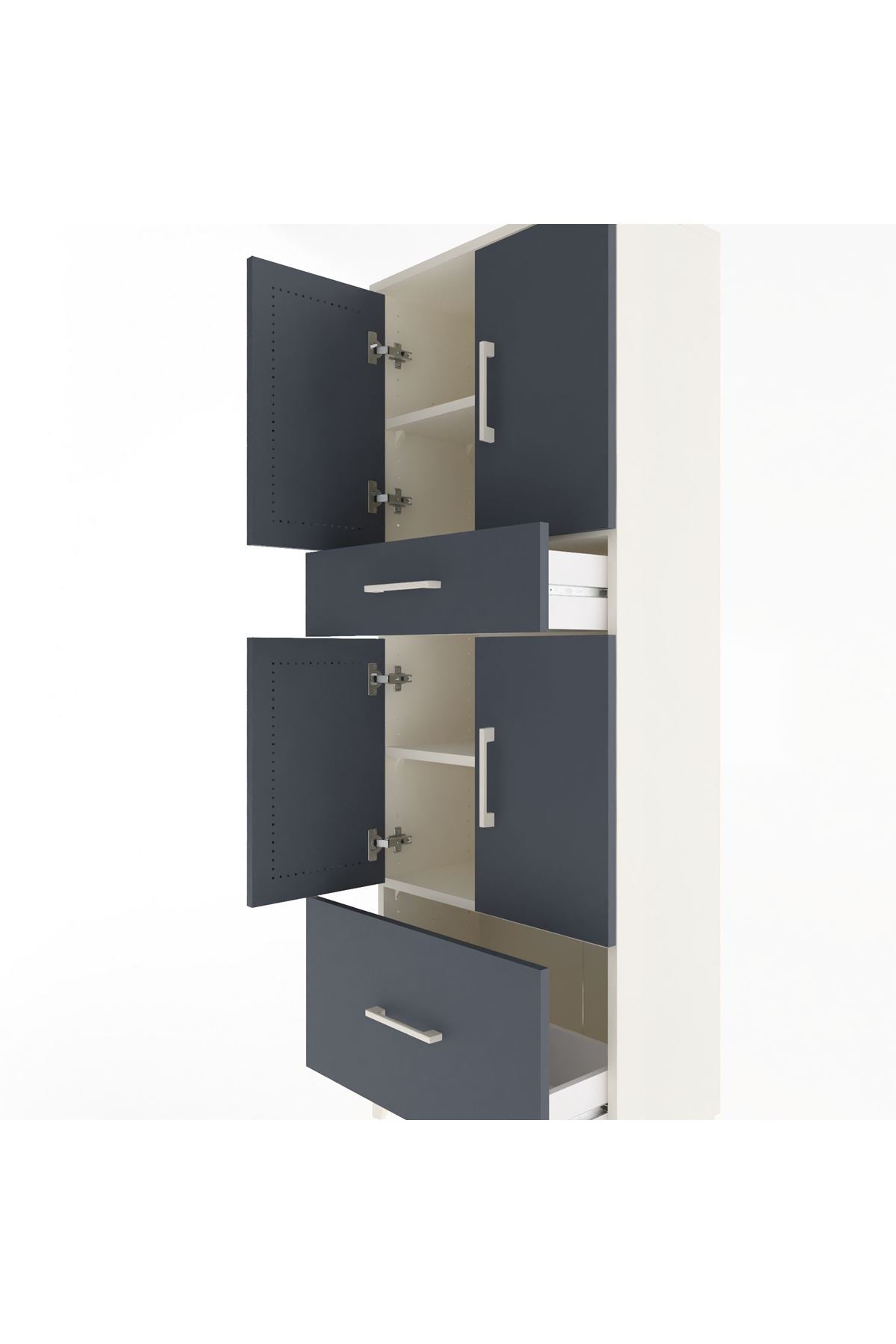 Arges Dolap 4 Raflı 2 Çekmeceli 4 Kapaklı 60x30x163 - S20M015V2A
