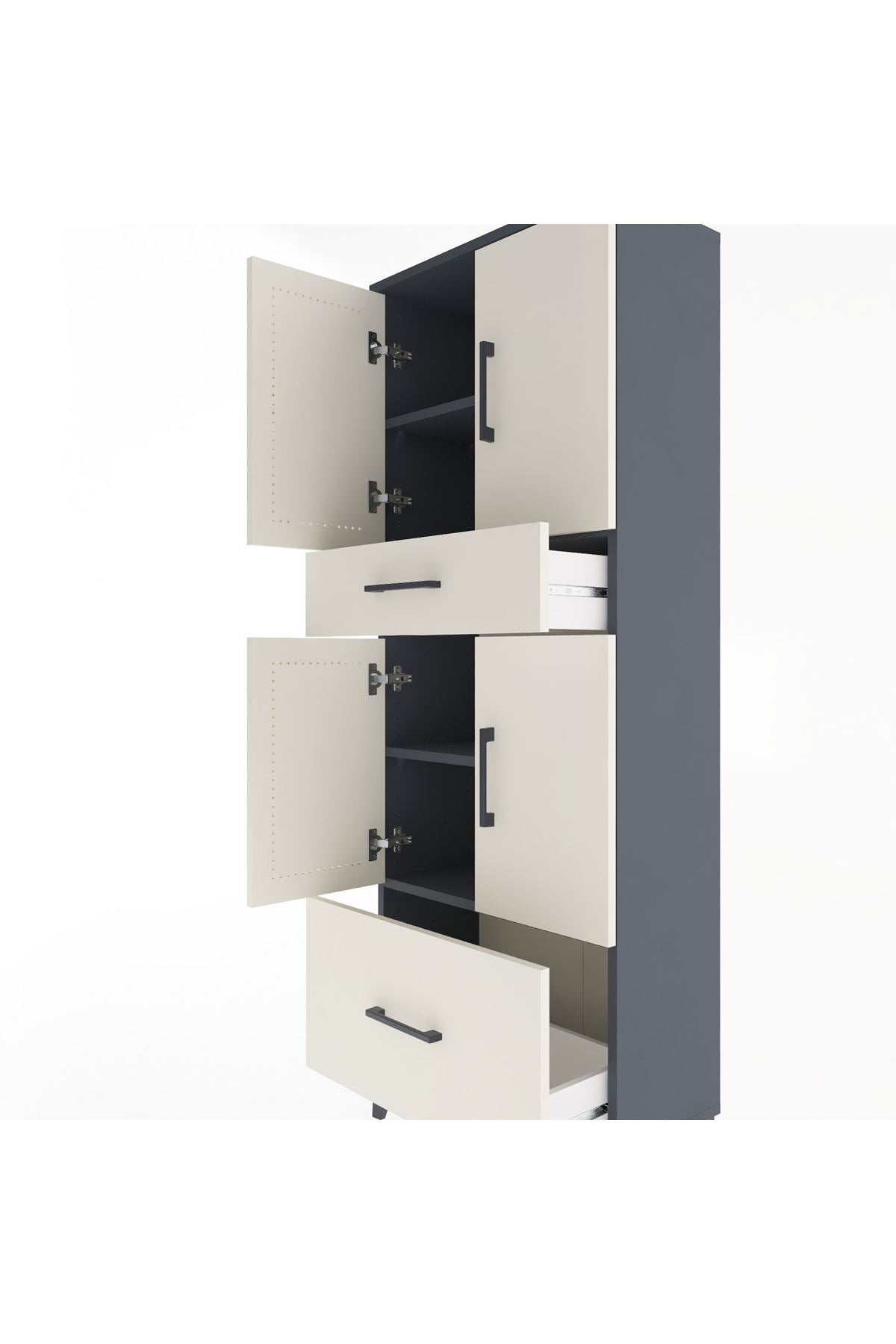 Arges Dolap 4 Raflı 2 Çekmeceli 4 Kapaklı 60x30x163 - S20M015V4A