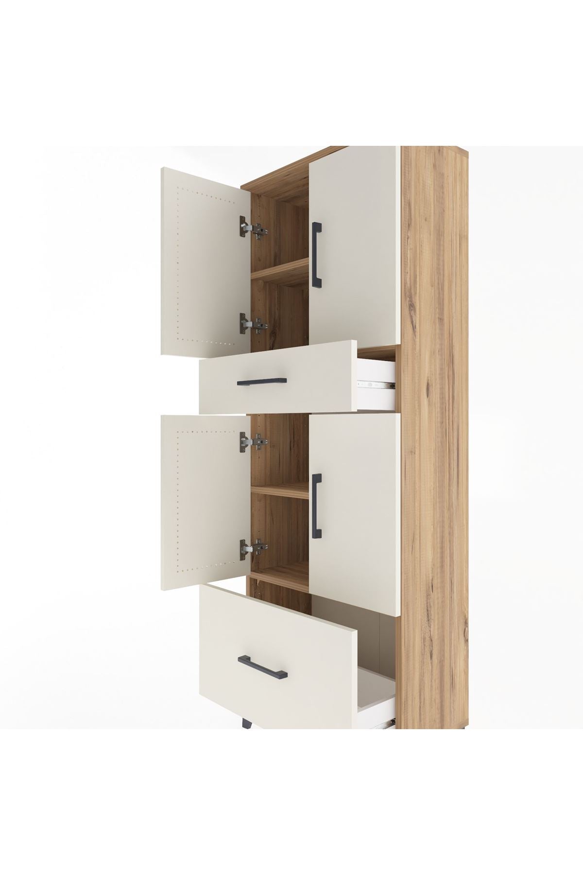 Arges Dolap 4 Raflı 2 Çekmeceli 4 Kapaklı 60x30x163 - S20M015V7A