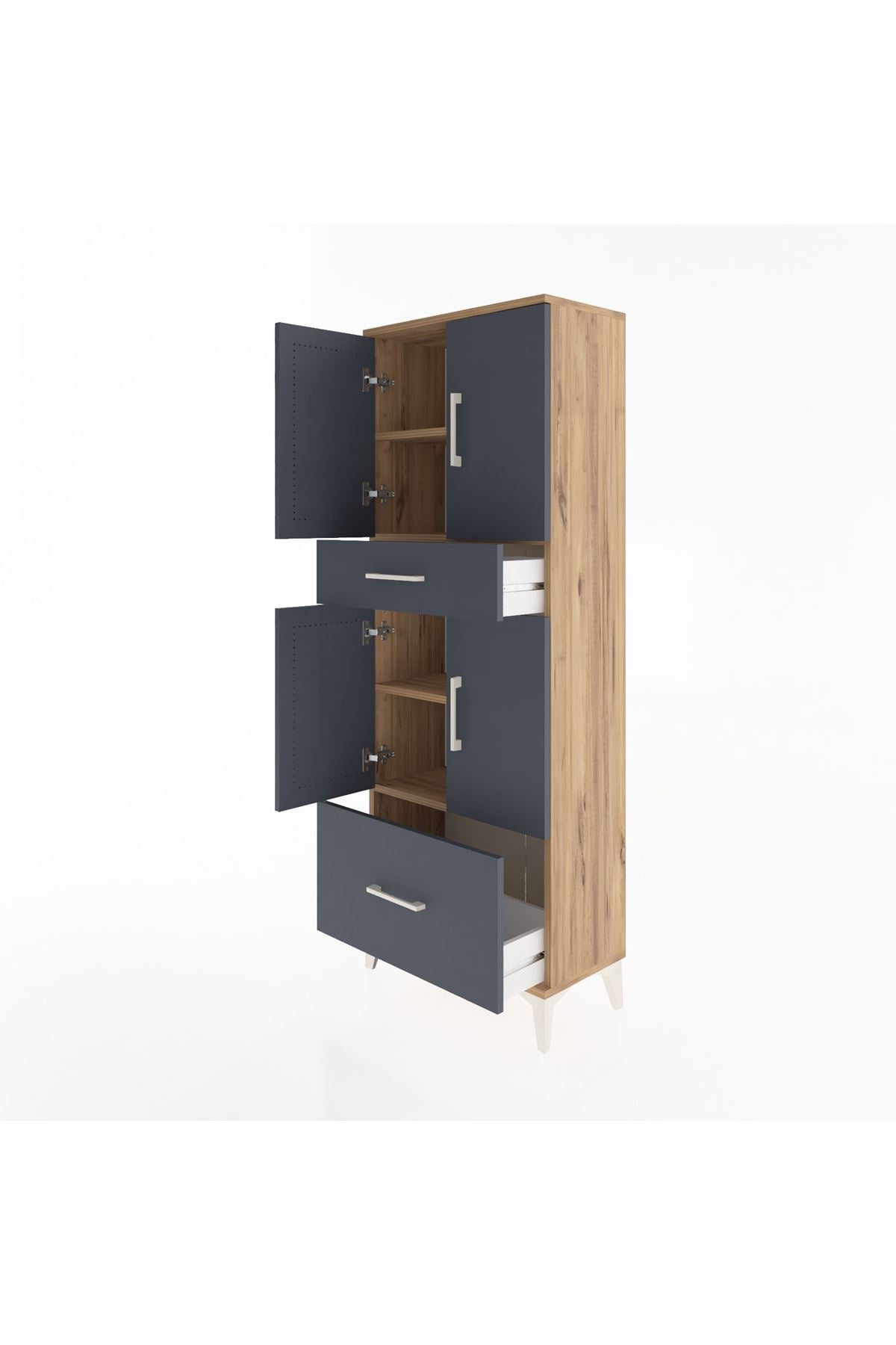 Arges Dolap 4 Raflı 2 Çekmeceli 4 Kapaklı 60x30x163 - S20M015V8A