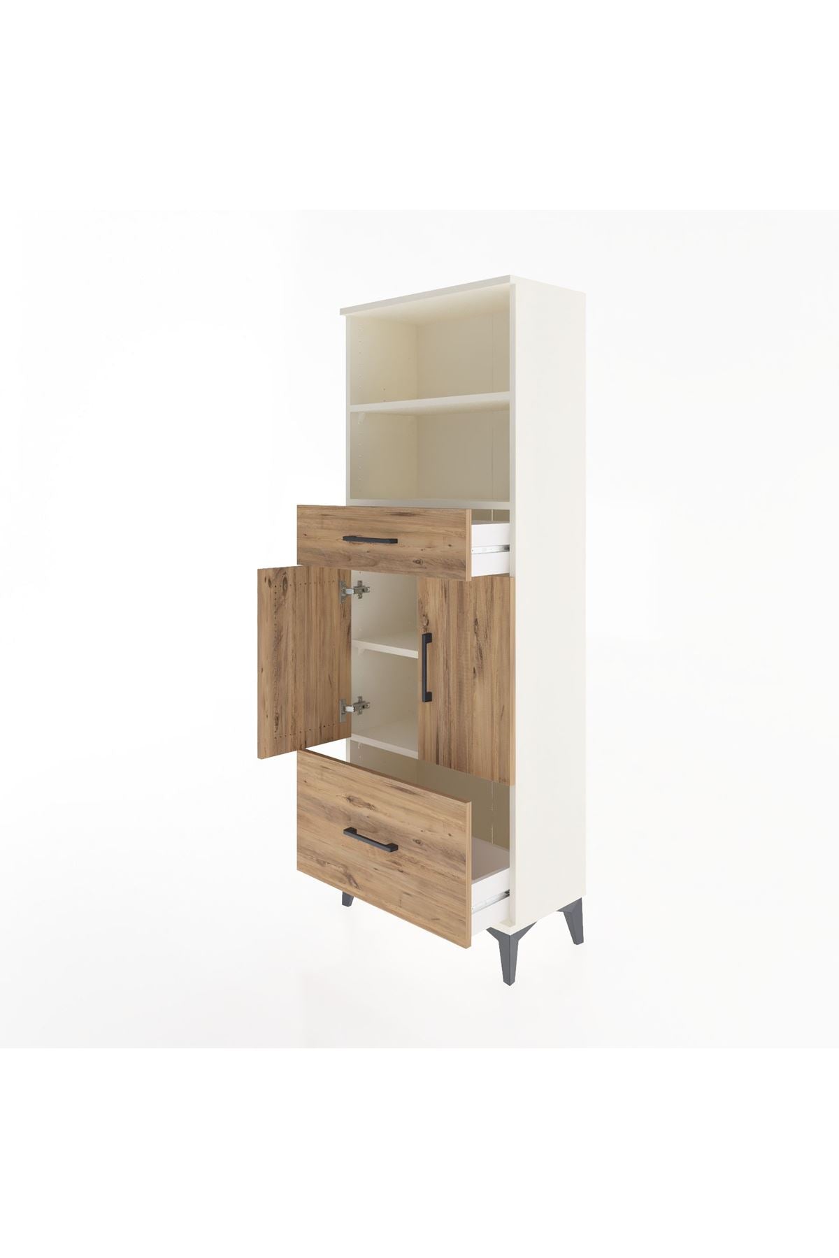 Arges Dolap 4 Raflı 2 Çekmeceli 2 Kapaklı 60x30x163 - S20M016V3A