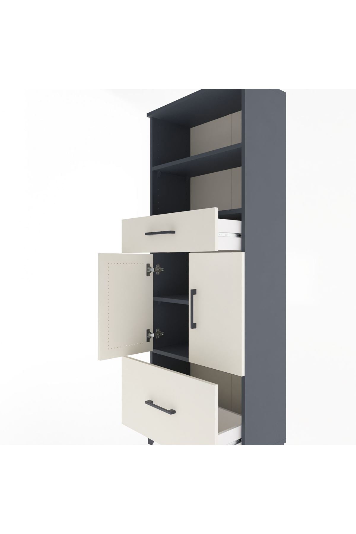 Arges Dolap 4 Raflı 2 Çekmeceli 2 Kapaklı 60x30x163 - S20M016V4A