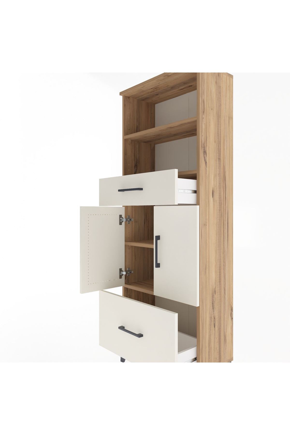 Arges Dolap 4 Raflı 2 Çekmeceli 2 Kapaklı 60x30x163 - S20M016V7A