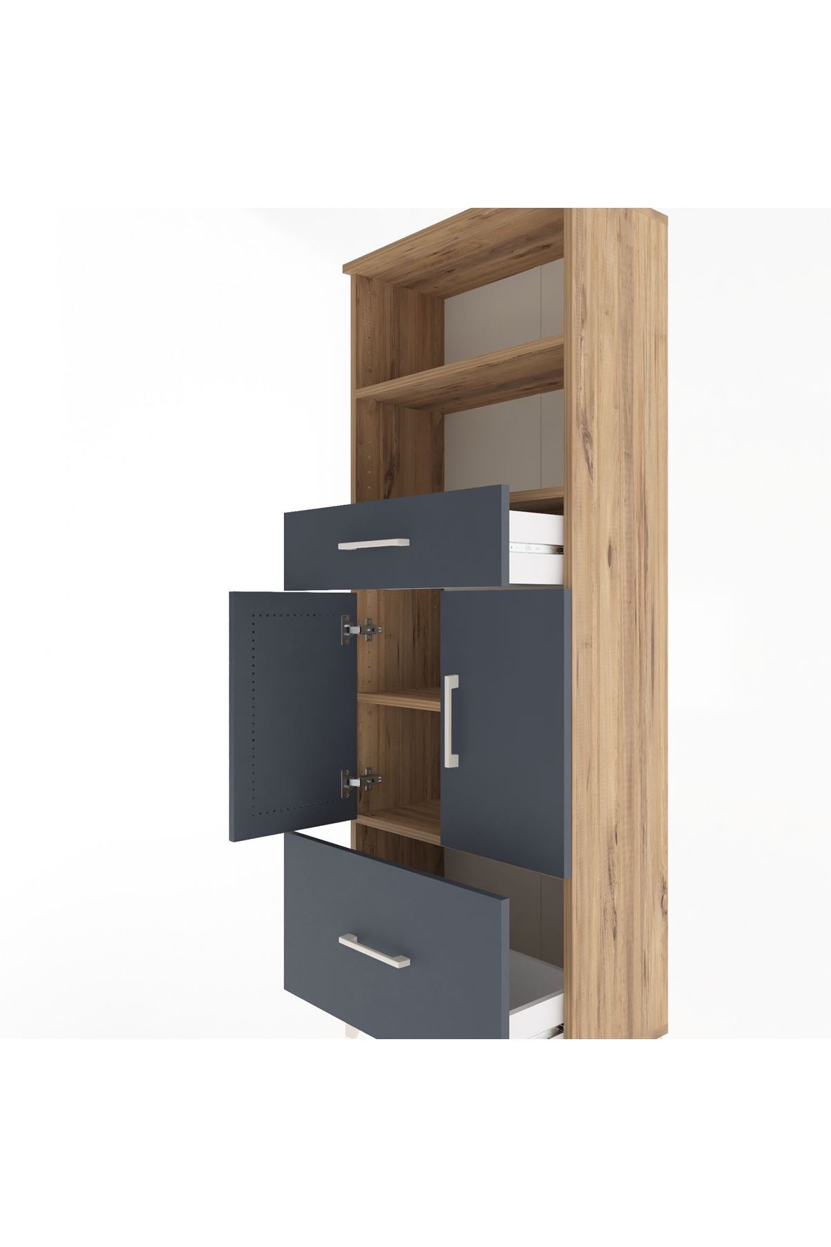 Arges Dolap 4 Raflı 2 Çekmeceli 2 Kapaklı 60x30x163 - S20M016V8A