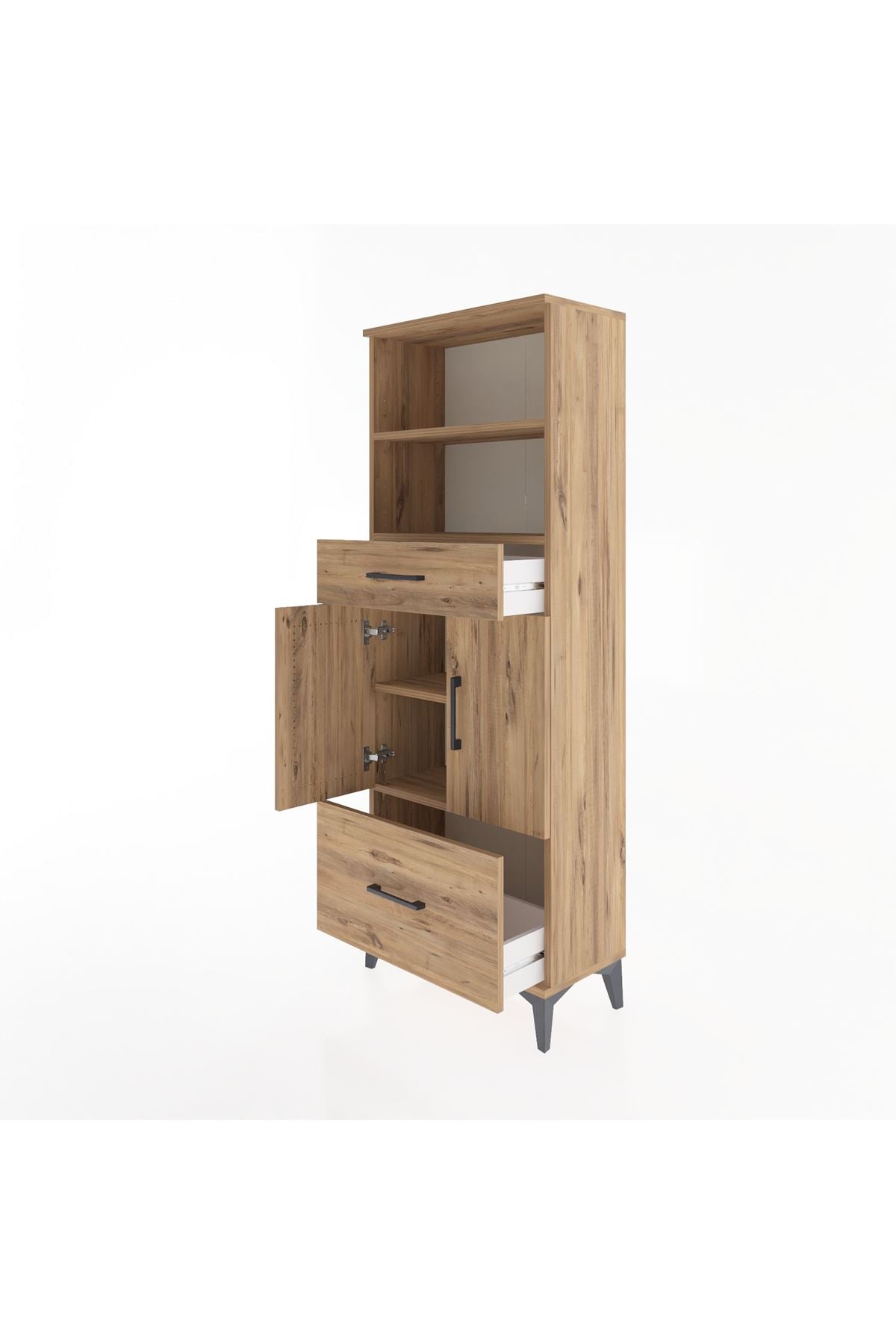 Arges Dolap 4 Raflı 2 Çekmeceli 2 Kapaklı 60x30x163 - S20M016V9A