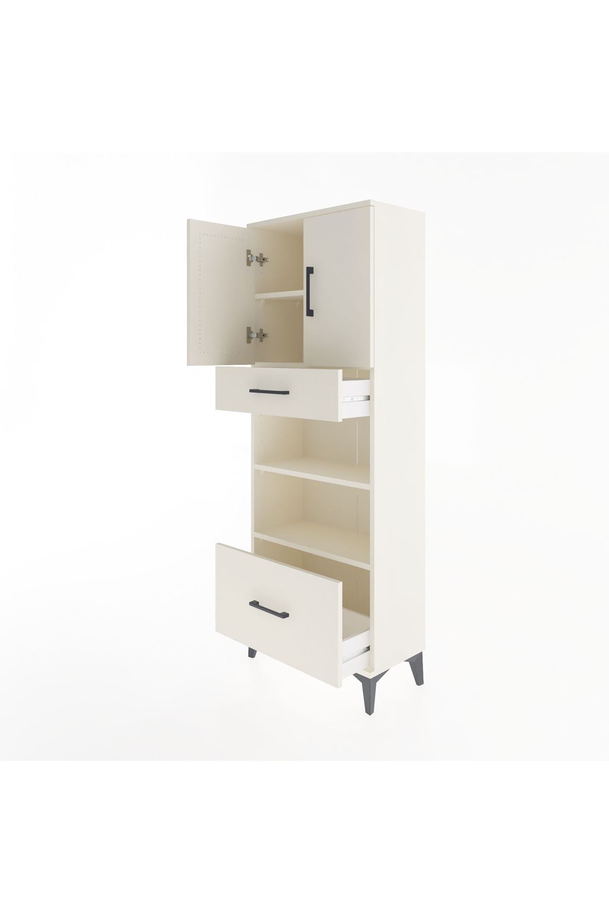 Arges Dolap 4 Raflı 2 Çekmeceli 2 Kapaklı 60x30x163 - S20M017V1A