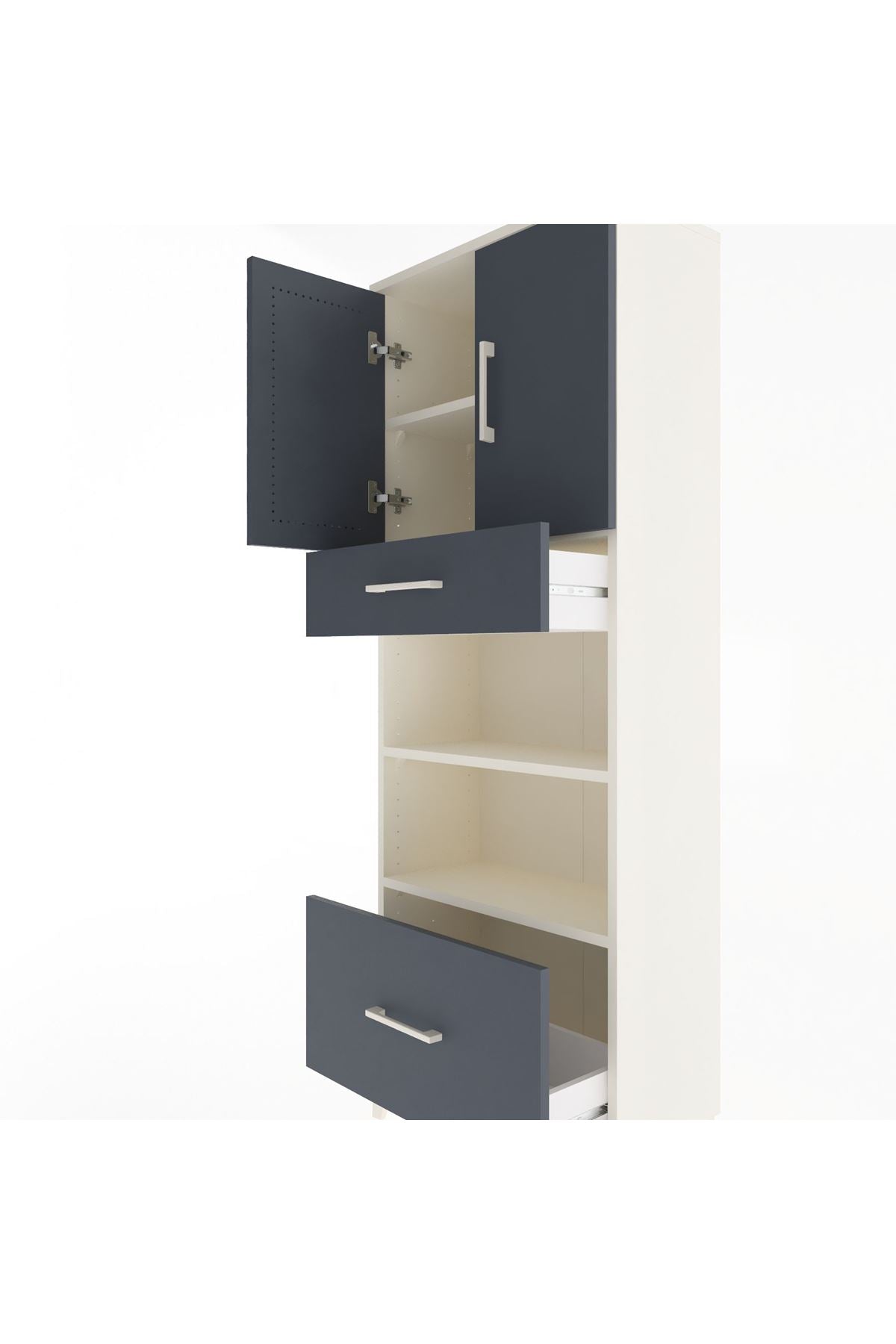 Arges Dolap 4 Raflı 2 Çekmeceli 2 Kapaklı 60x30x163 - S20M017V2A