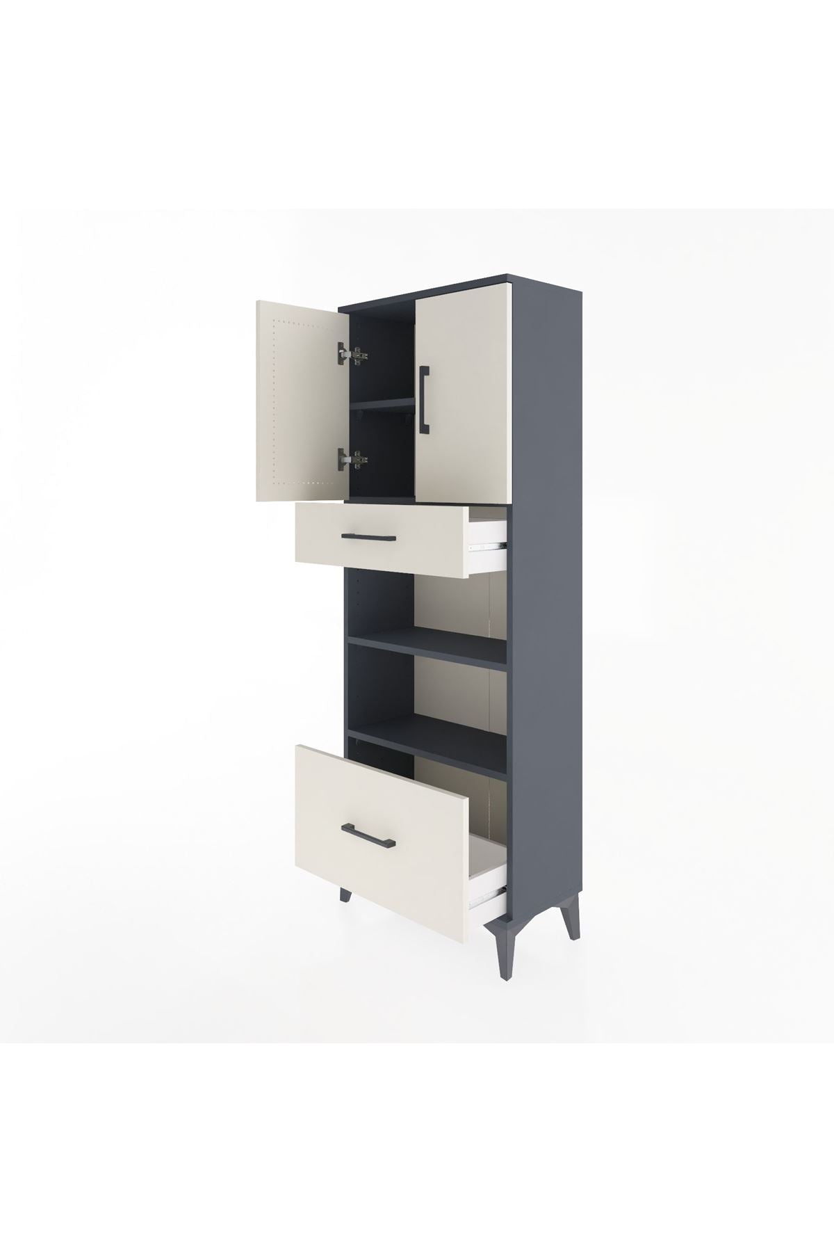 Arges Dolap 4 Raflı 2 Çekmeceli 2 Kapaklı 60x30x163 - S20M017V4A