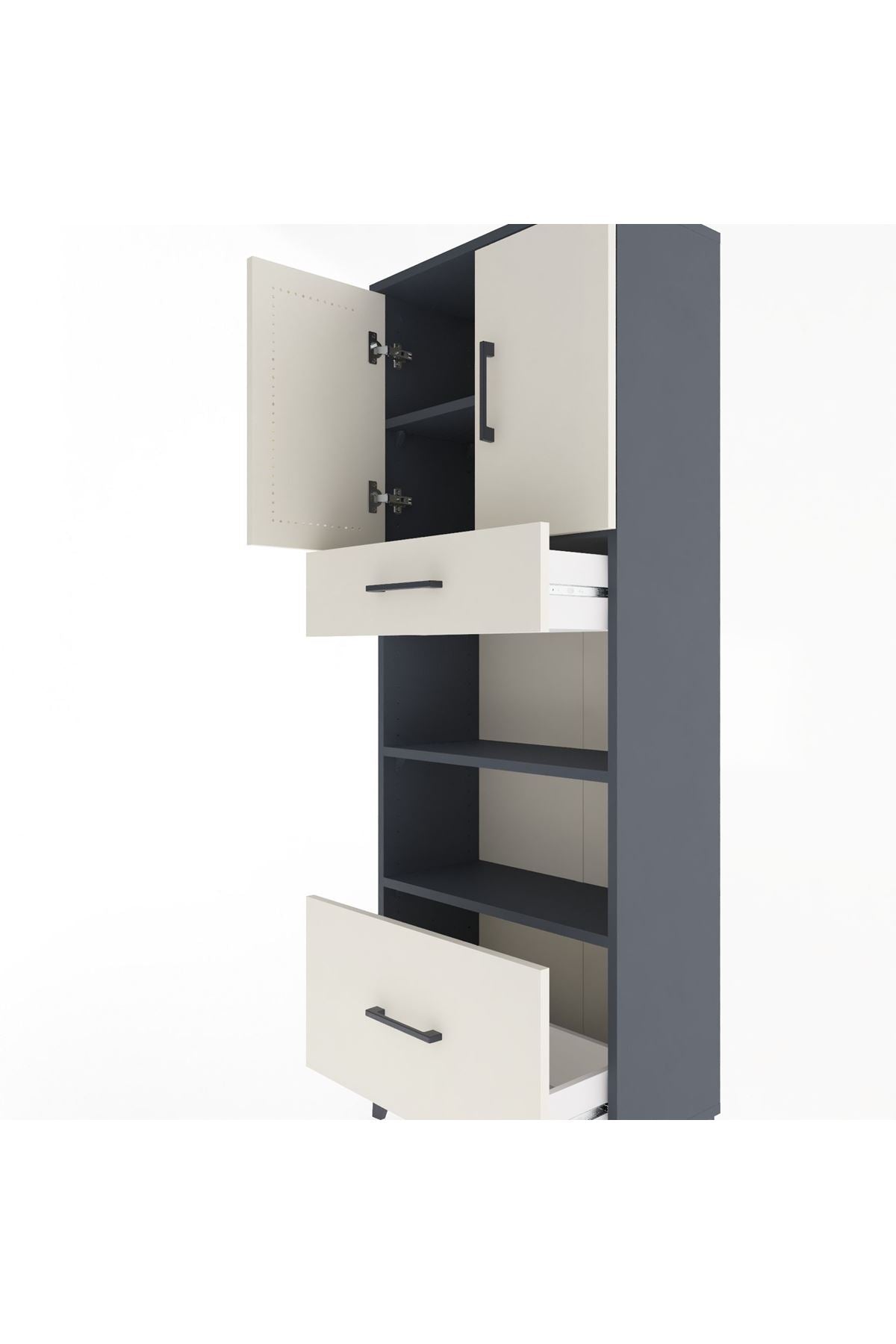 Arges Dolap 4 Raflı 2 Çekmeceli 2 Kapaklı 60x30x163 - S20M017V4A