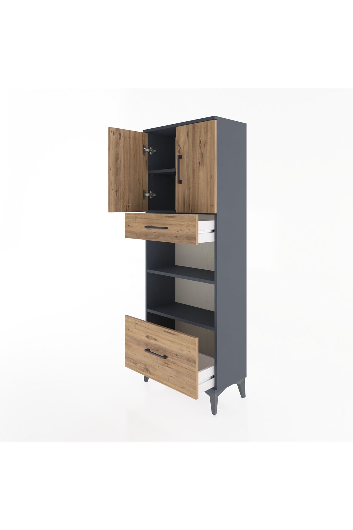 Arges Dolap 4 Raflı 2 Çekmeceli 2 Kapaklı 60x30x163 - S20M017V6A