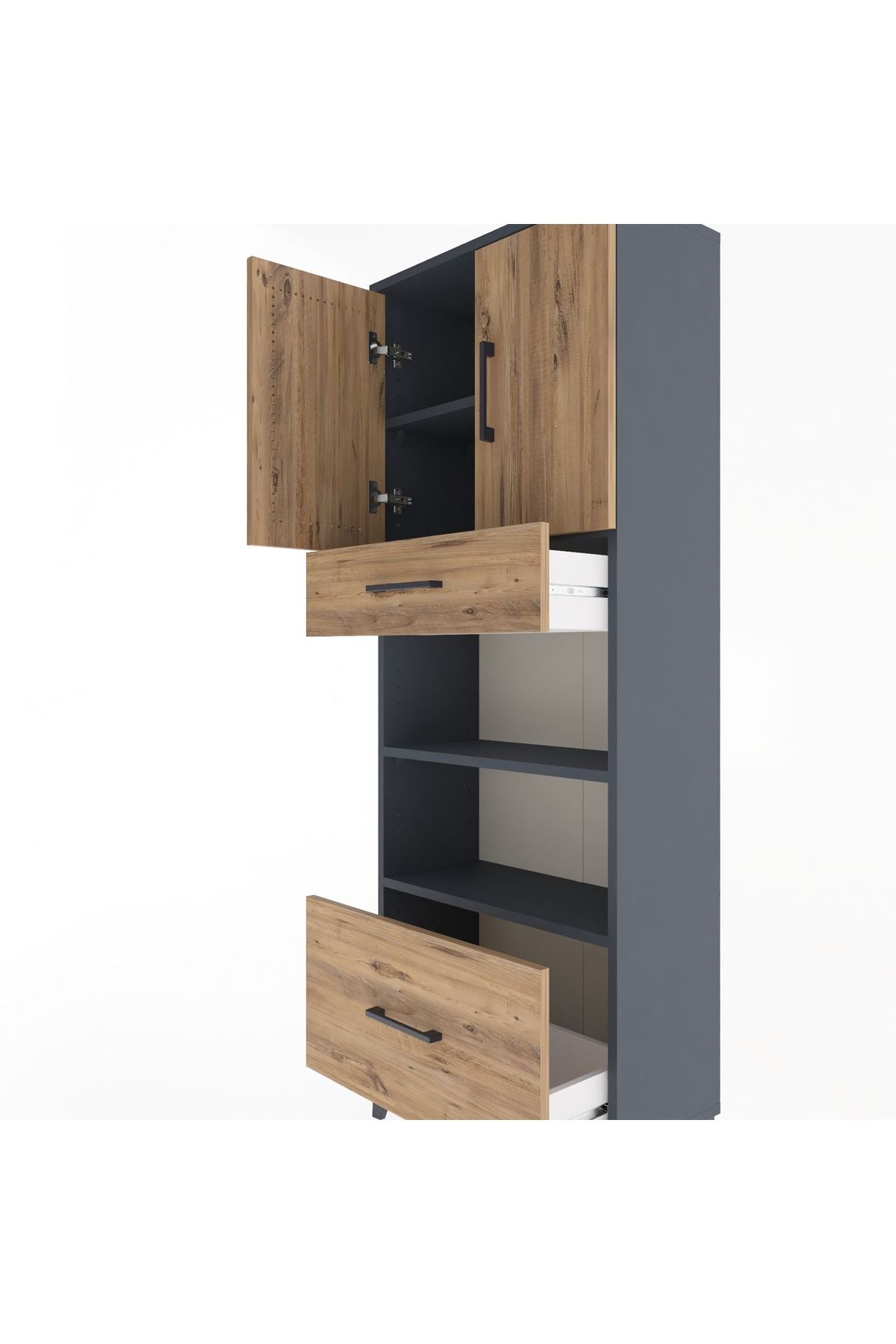 Arges Dolap 4 Raflı 2 Çekmeceli 2 Kapaklı 60x30x163 - S20M017V6A