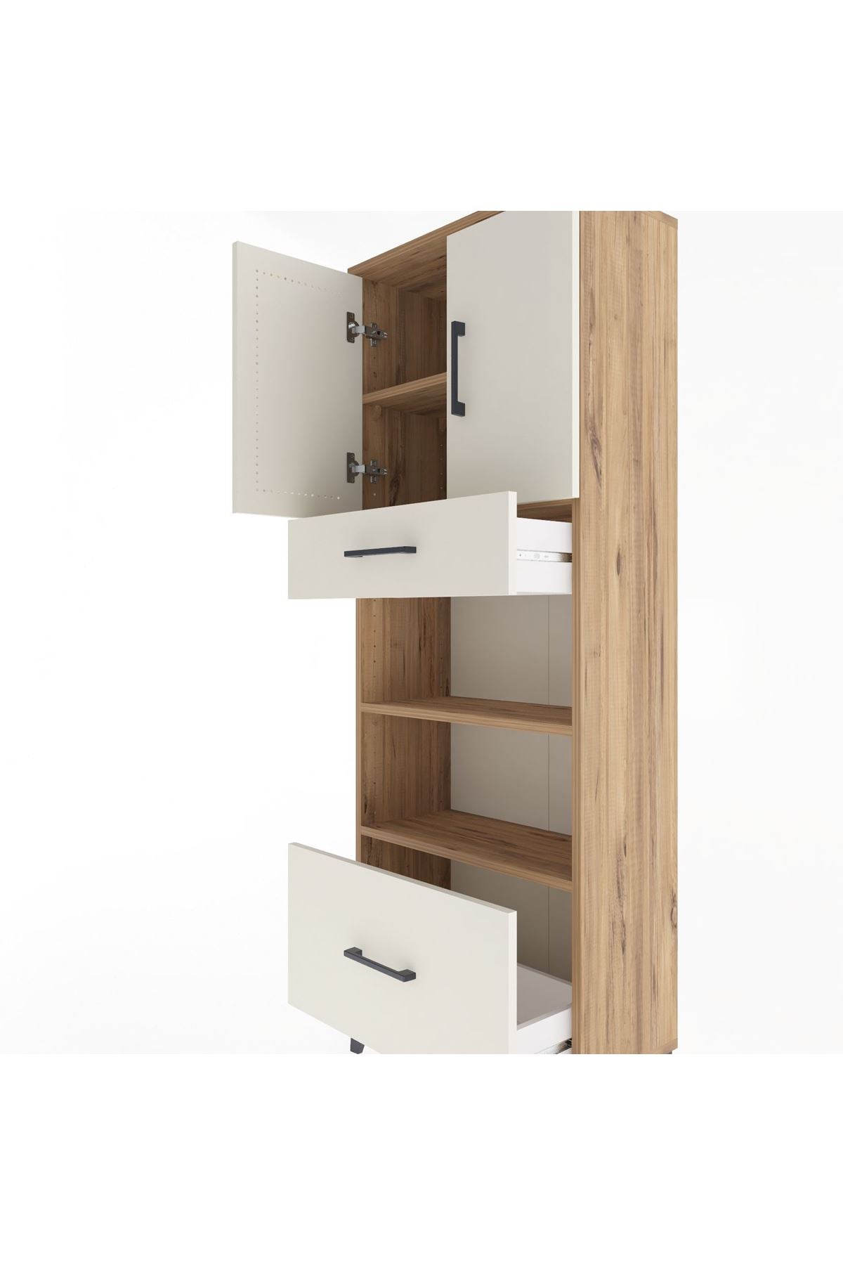 Arges Dolap 4 Raflı 2 Çekmeceli 2 Kapaklı 60x30x163 - S20M017V7A