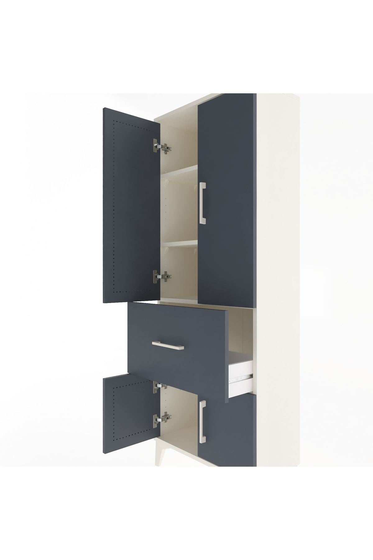 Arges Dolap 3 Raflı Tek Çekmeceli 4 Kapaklı 60x30x163 - S20M019V2A