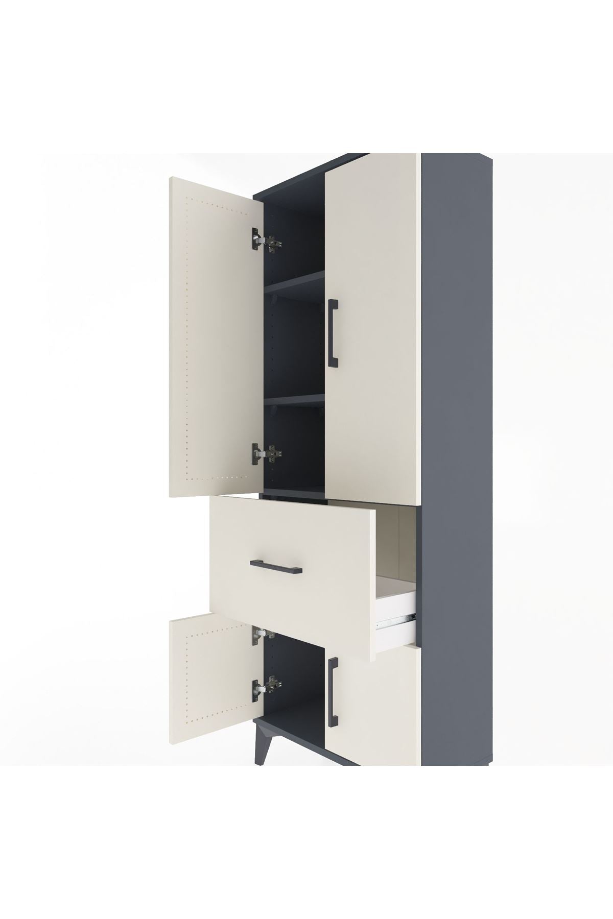 Arges Dolap 3 Raflı Tek Çekmeceli 4 Kapaklı 60x30x163 - S20M019V4A
