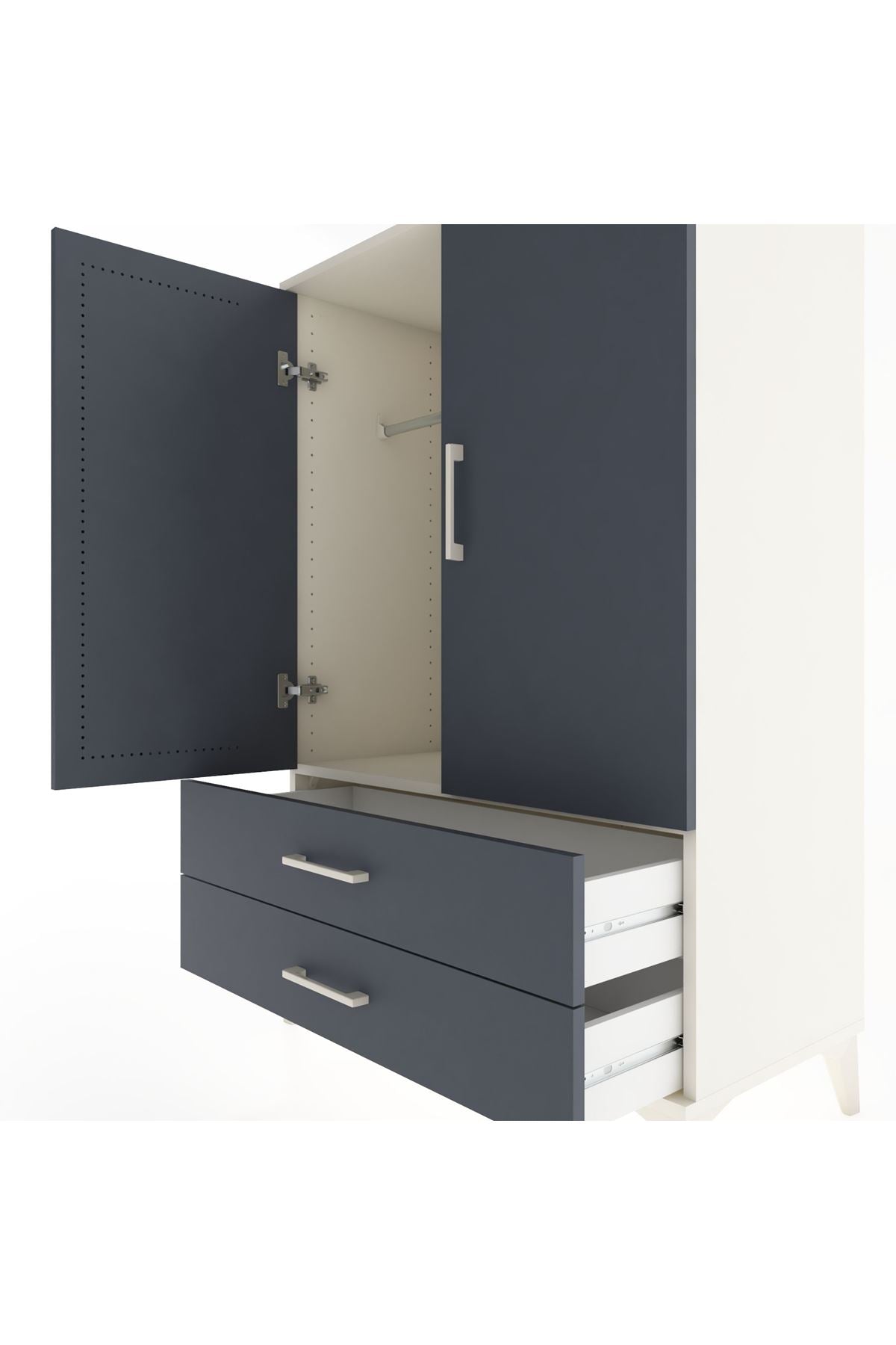 Hyperion Dolap Tek Raflı 2 Çekmeceli Tek Askılı 88x44x134 - S51M115V2B