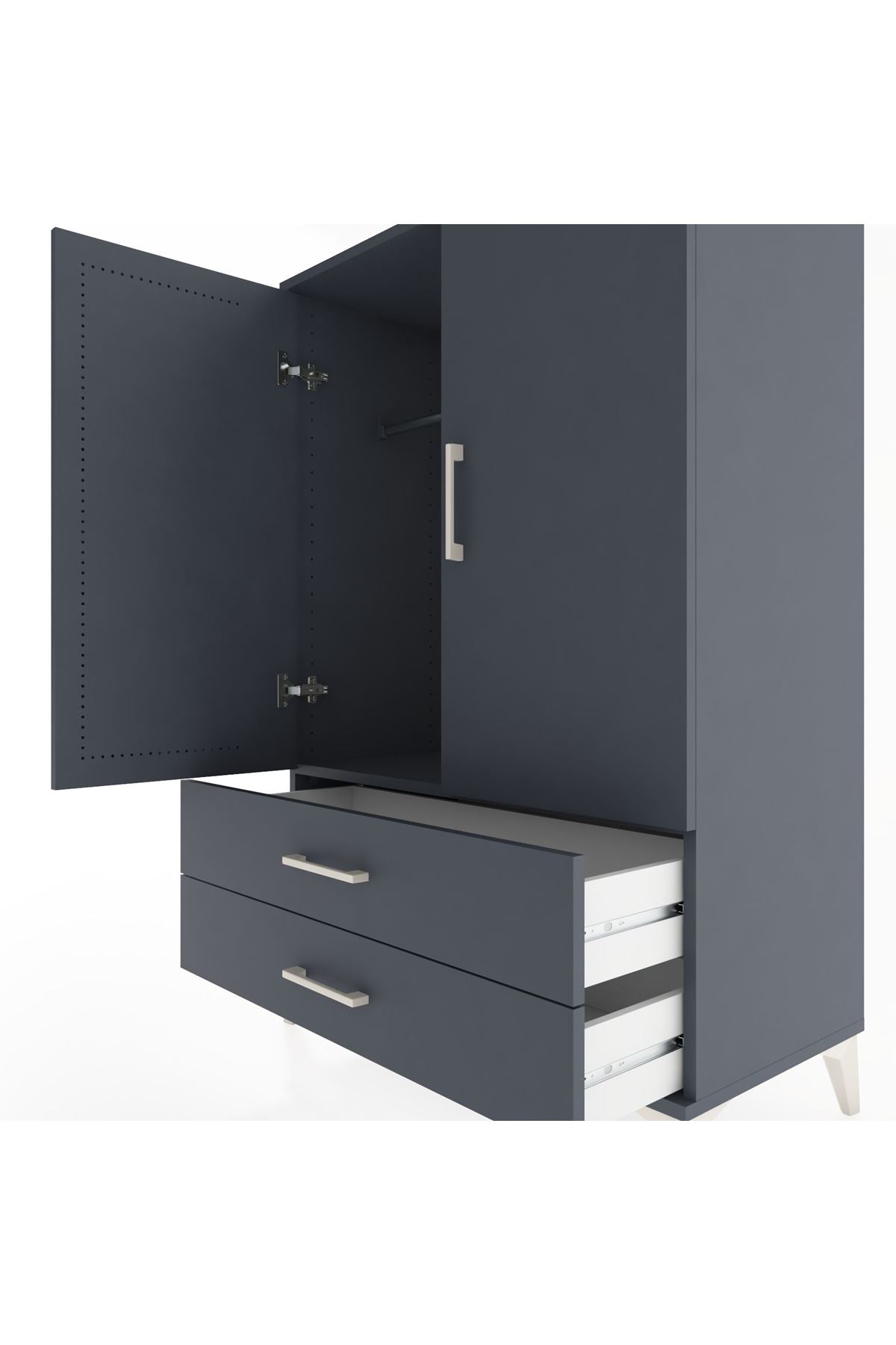 Hyperion Dolap Tek Raflı 2 Çekmeceli Tek Askılı 88x44x134 - S51M115V5B