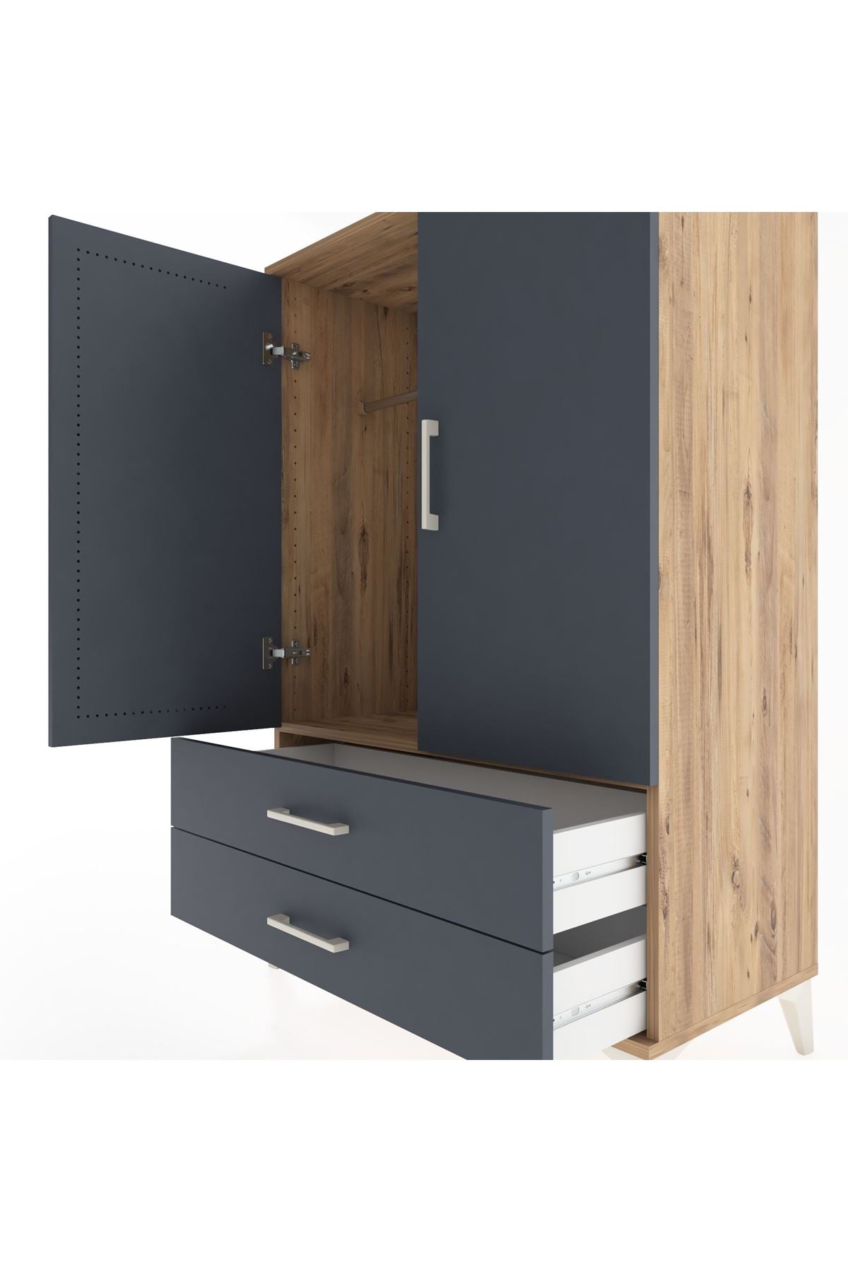 Hyperion Dolap Tek Raflı 2 Çekmeceli Tek Askılı 88x44x134 - S51M115V8B