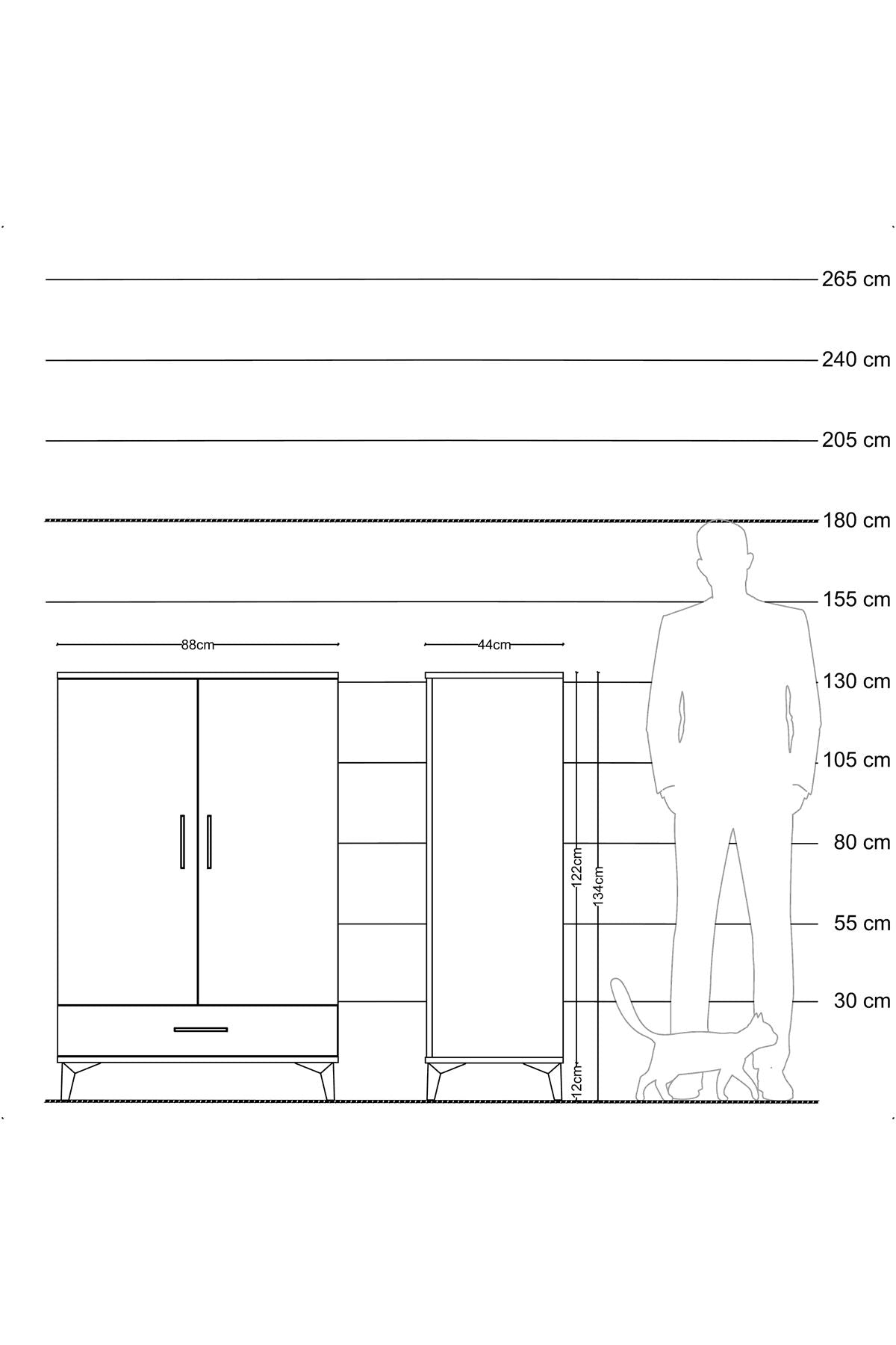 Hyperion Dolap Tek Raflı Tek Çekmeceli Tek Askılı 88x44x134 - S51M117V2B