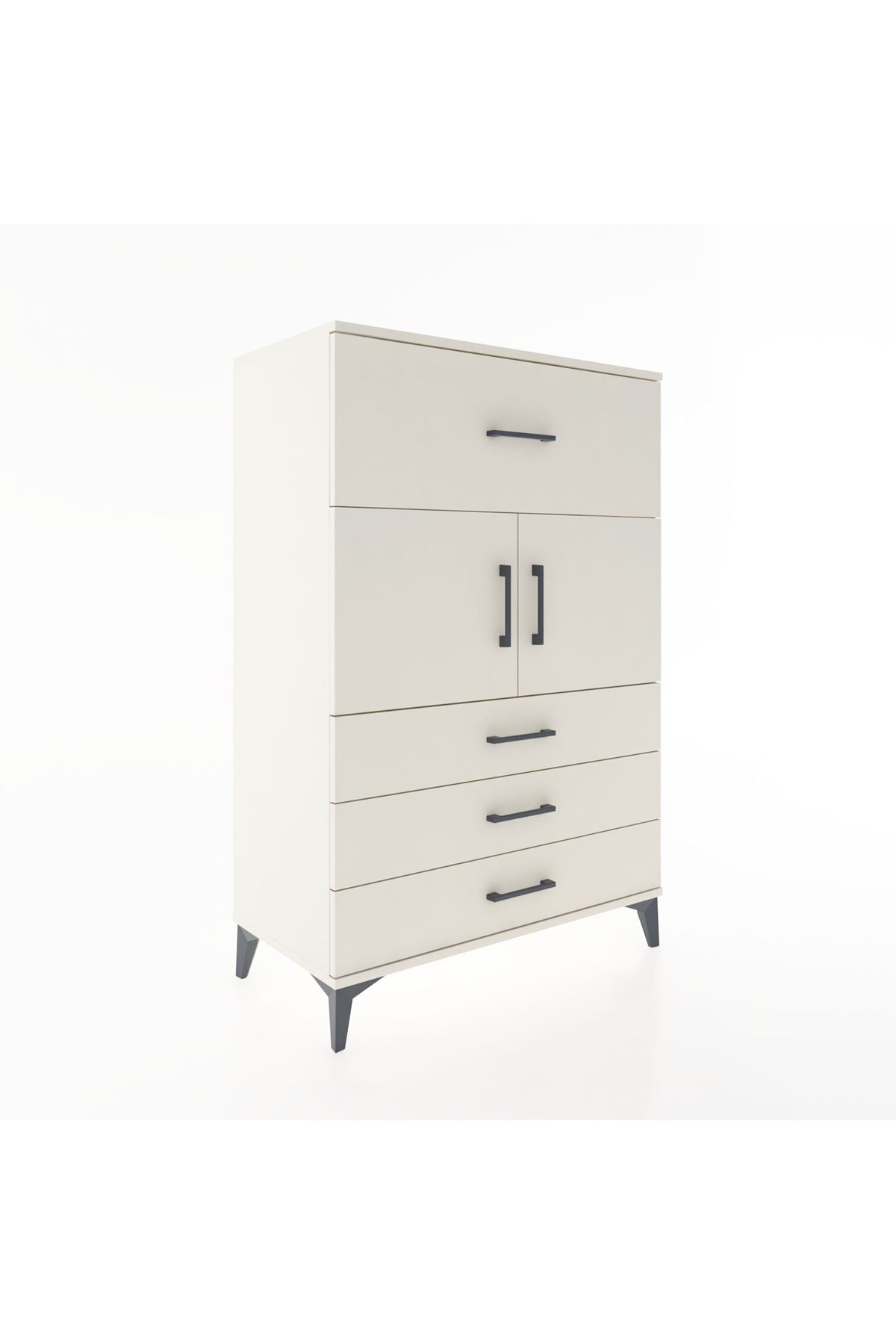 Hyperion Dolap Tek Raflı 4 Çekmeceli 2 Kapaklı 88x44x134 - S51M119V1B