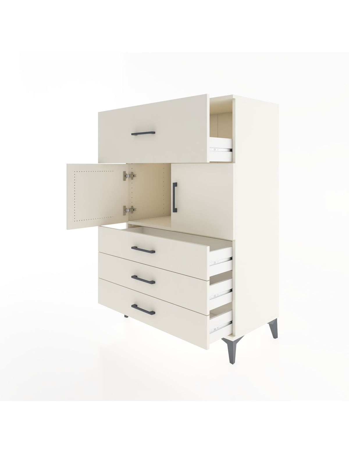 Hyperion Dolap Tek Raflı 4 Çekmeceli 2 Kapaklı 88x44x134 - S51M119V1B