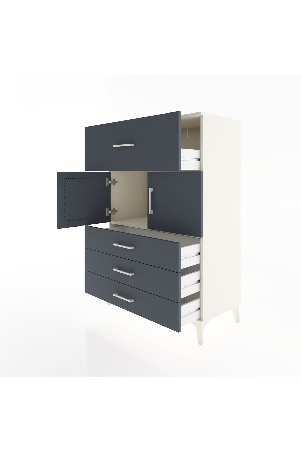 Hyperion Dolap Tek Raflı 4 Çekmeceli 2 Kapaklı 88x44x134 - S51M119V2B