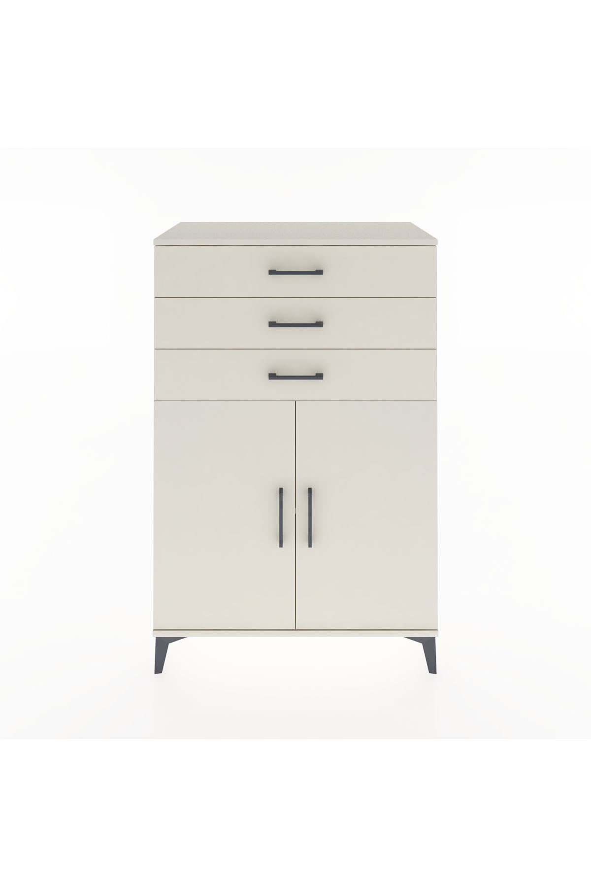 Hyperion Dolap Tek Raflı 3 Çekmeceli 2 Kapaklı 88x44x134 - S51M120V1B